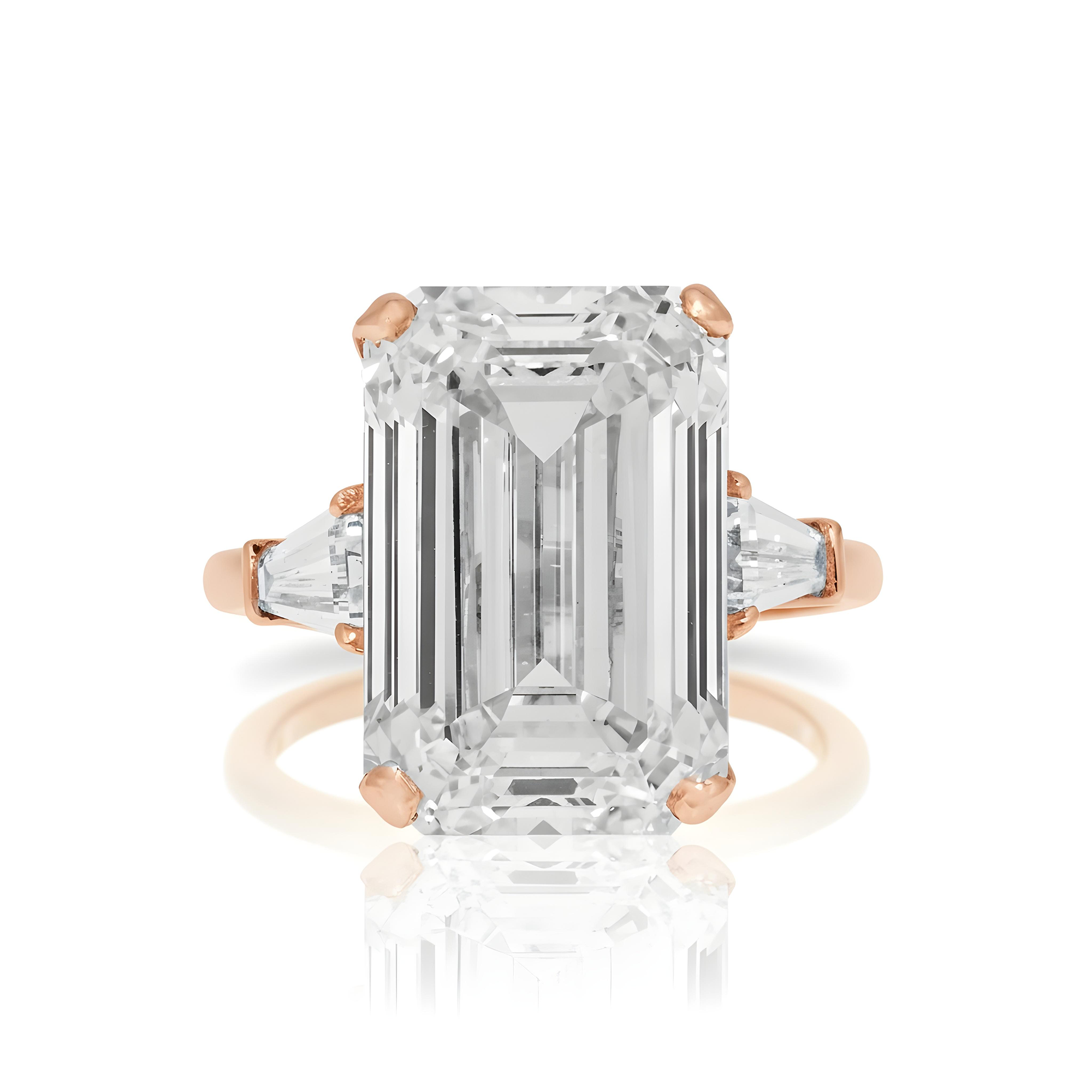 GIA Platinum 18.32ct Emerald Cut Triple Diamond Engagement Ring 19.40ctw