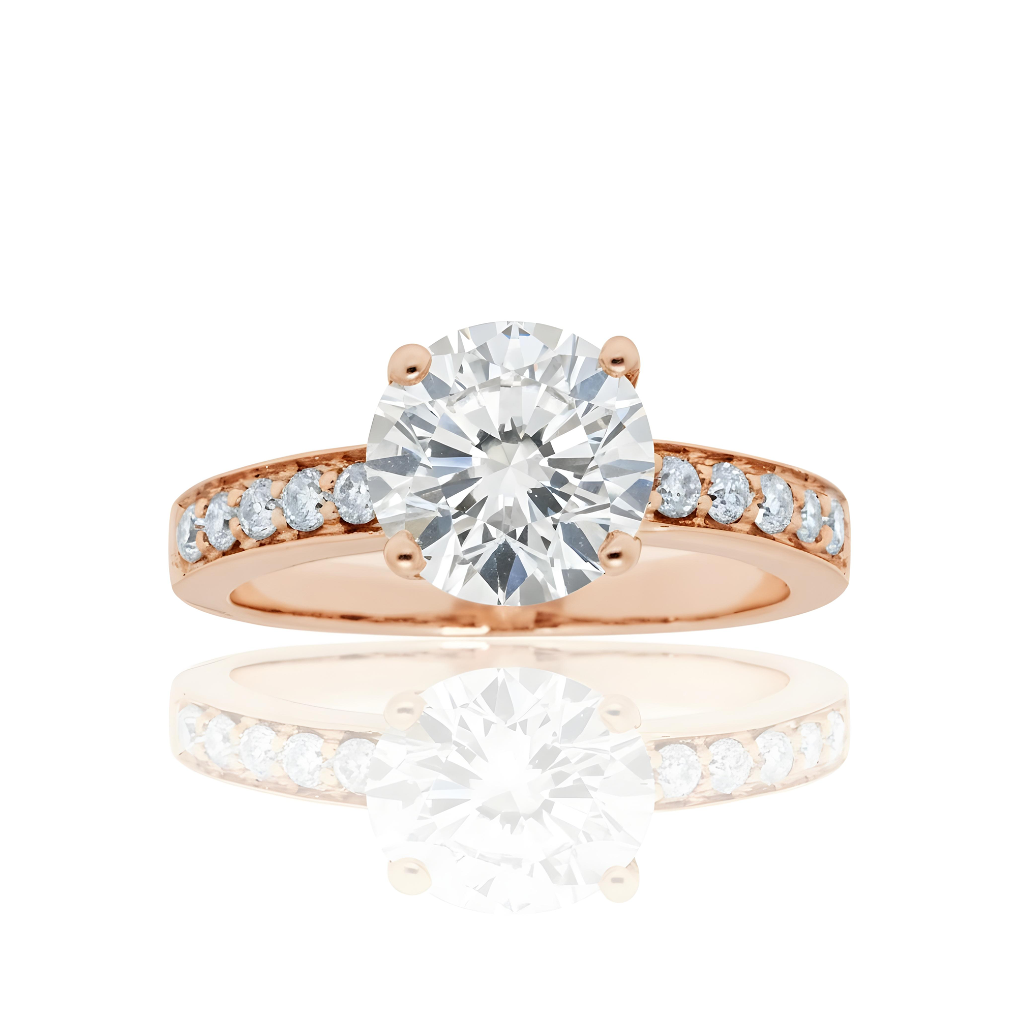 GIA 14K White Gold 2ct Round Cut Diamond Engagement Ring 2.20ctw