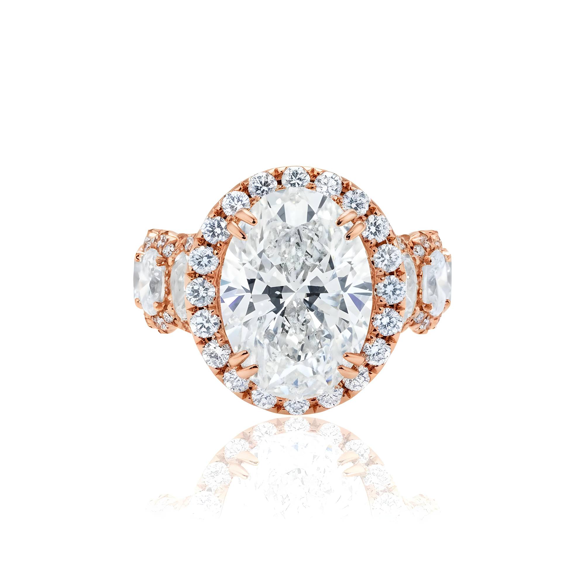 GIA 18K White Gold 7.03ct Oval Cut Diamond Engagement Ring 10.18ctw
