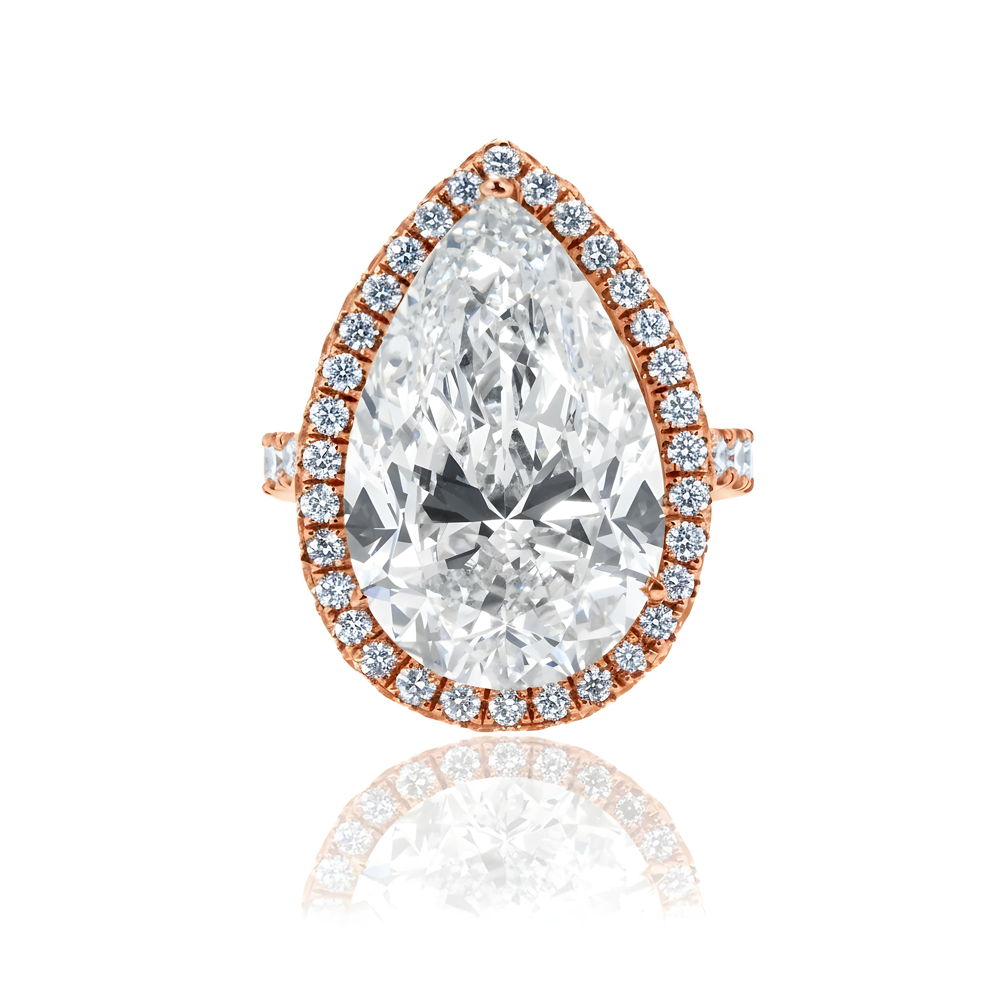 GIA Platinum 13.03ct Pear Cut Diamond Engagement Ring 15.03ct