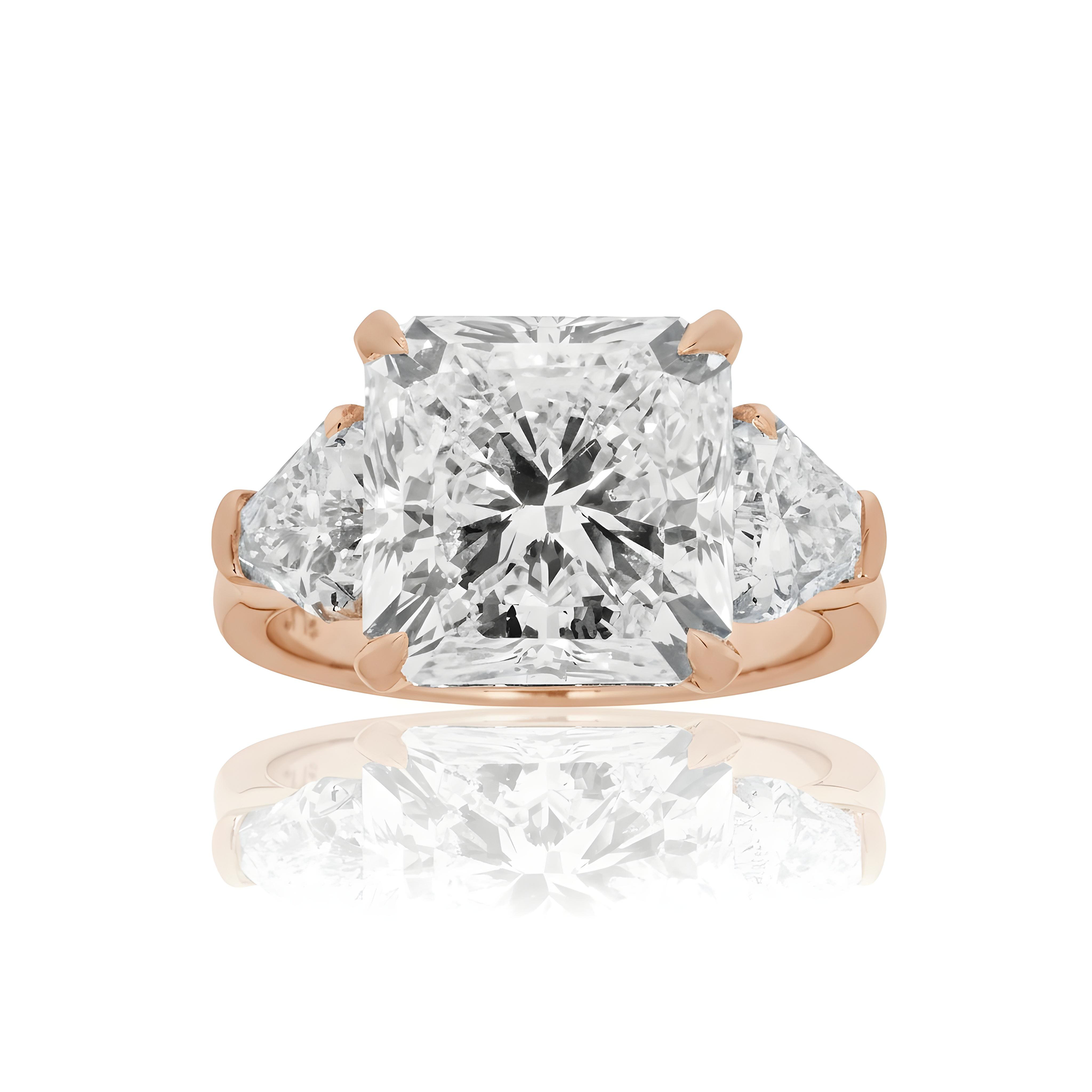 Platinum 7ct Square Radiant Cut Diamond Engagement Ring 8.54ctw