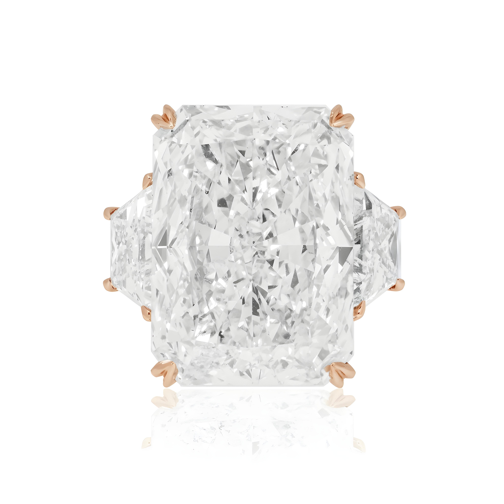 GIA 18K White Gold 20.01ct Radiant Cut Triple Diamond Engagement Ring 22.35ctw