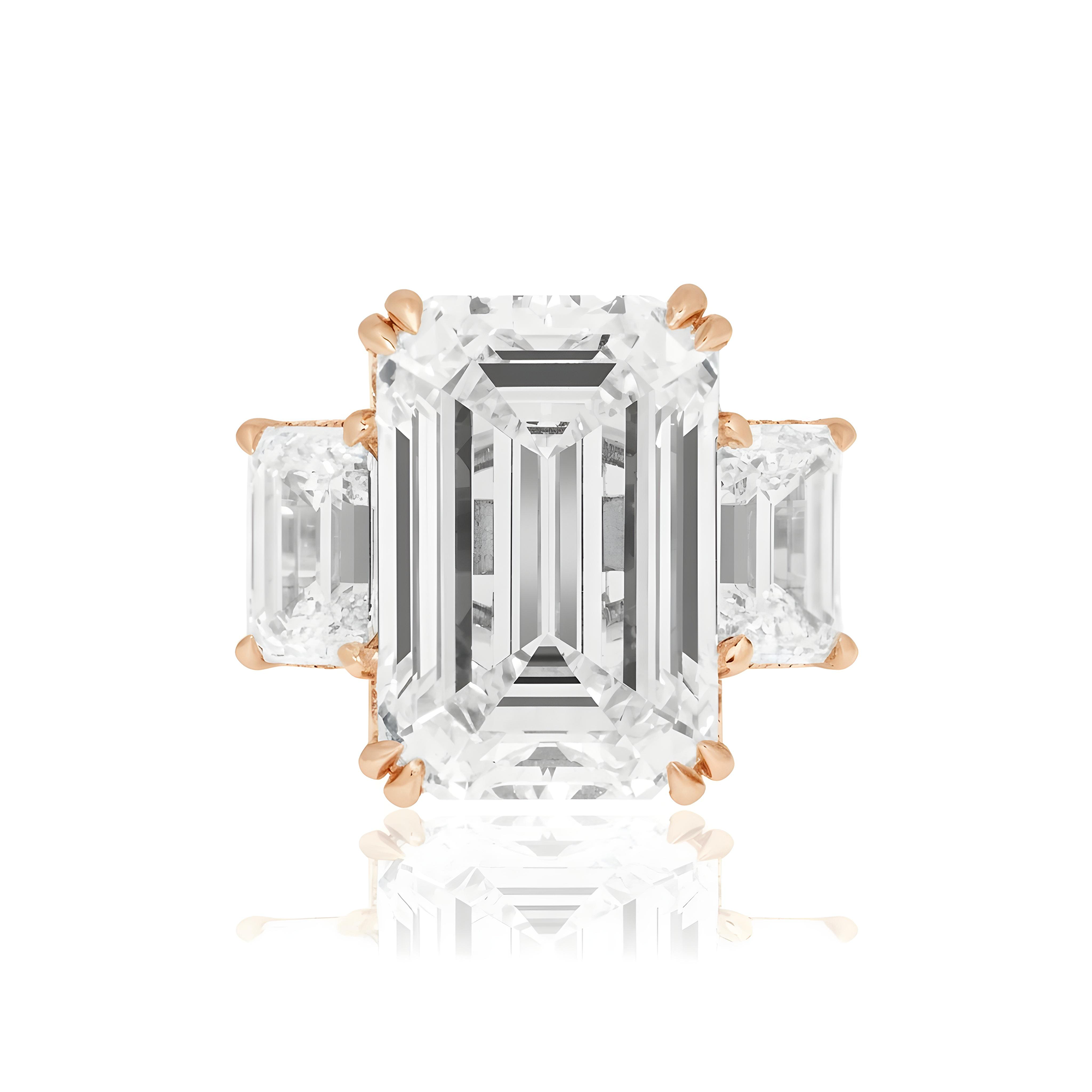 GIA Platinum 18ct Triple Emerald Cut Diamond Engagement Ring 24.42ctw