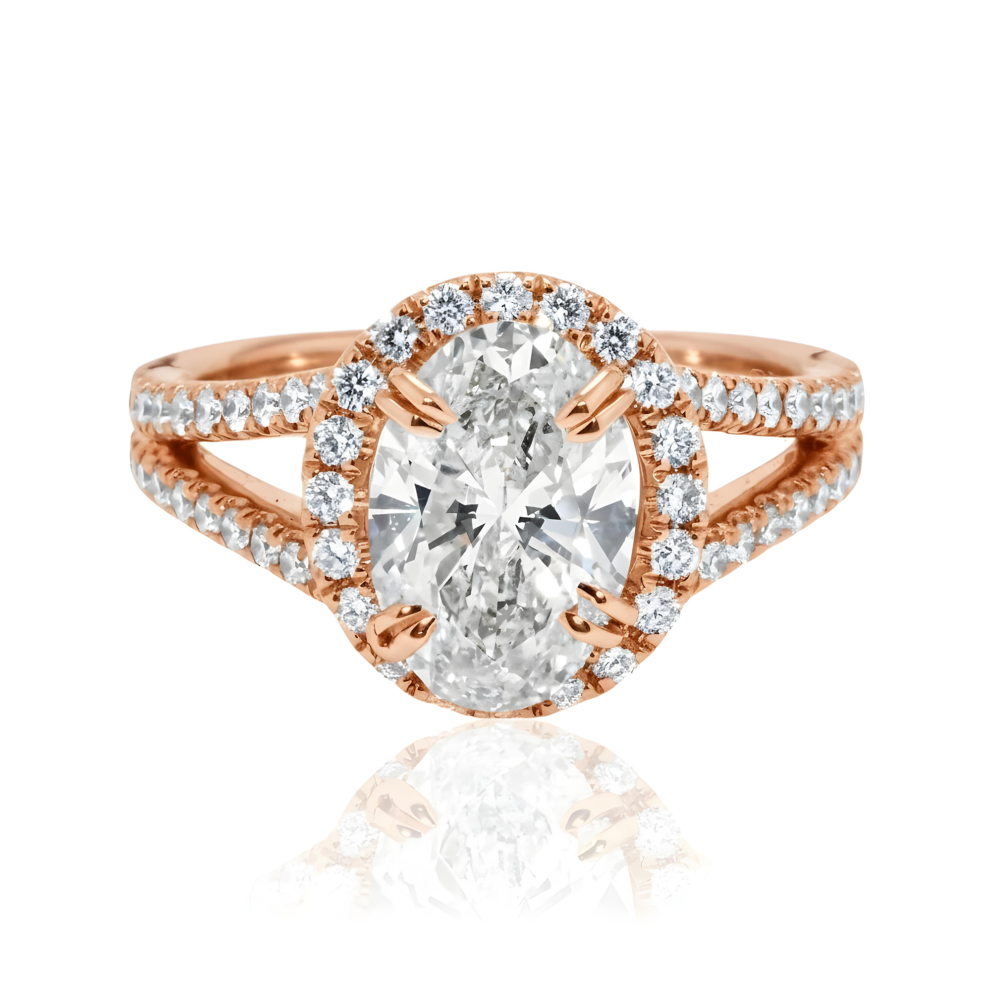 18K White Gold 2.36ct Oval Cut Diamond Engagement Ring 3.24ctw