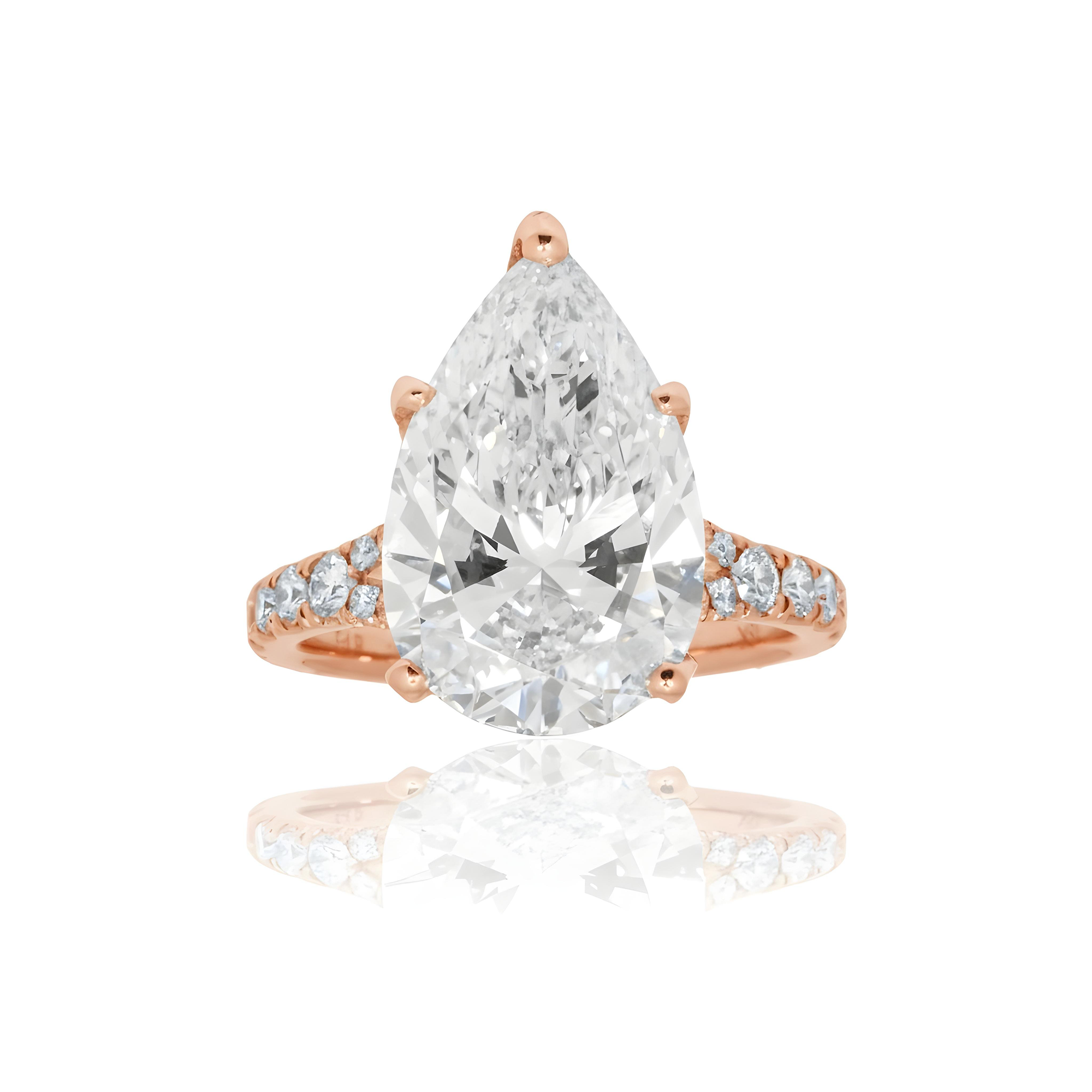 18K White Gold 6.07ct Pear Cut Diamond Engagement Ring 6.93ctw