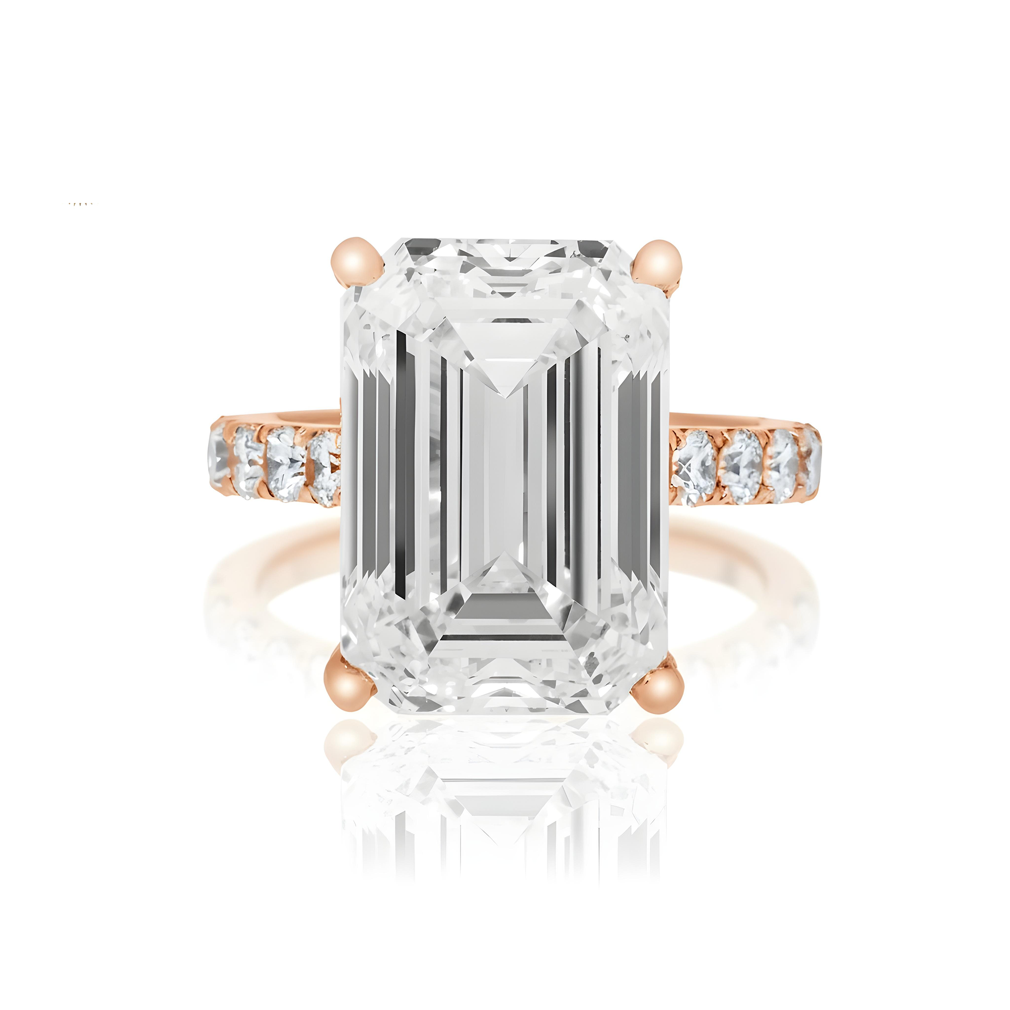 GIA 18K White Gold 13.84ct Emerald Cut Diamond Engagement Ring 15.79ctw