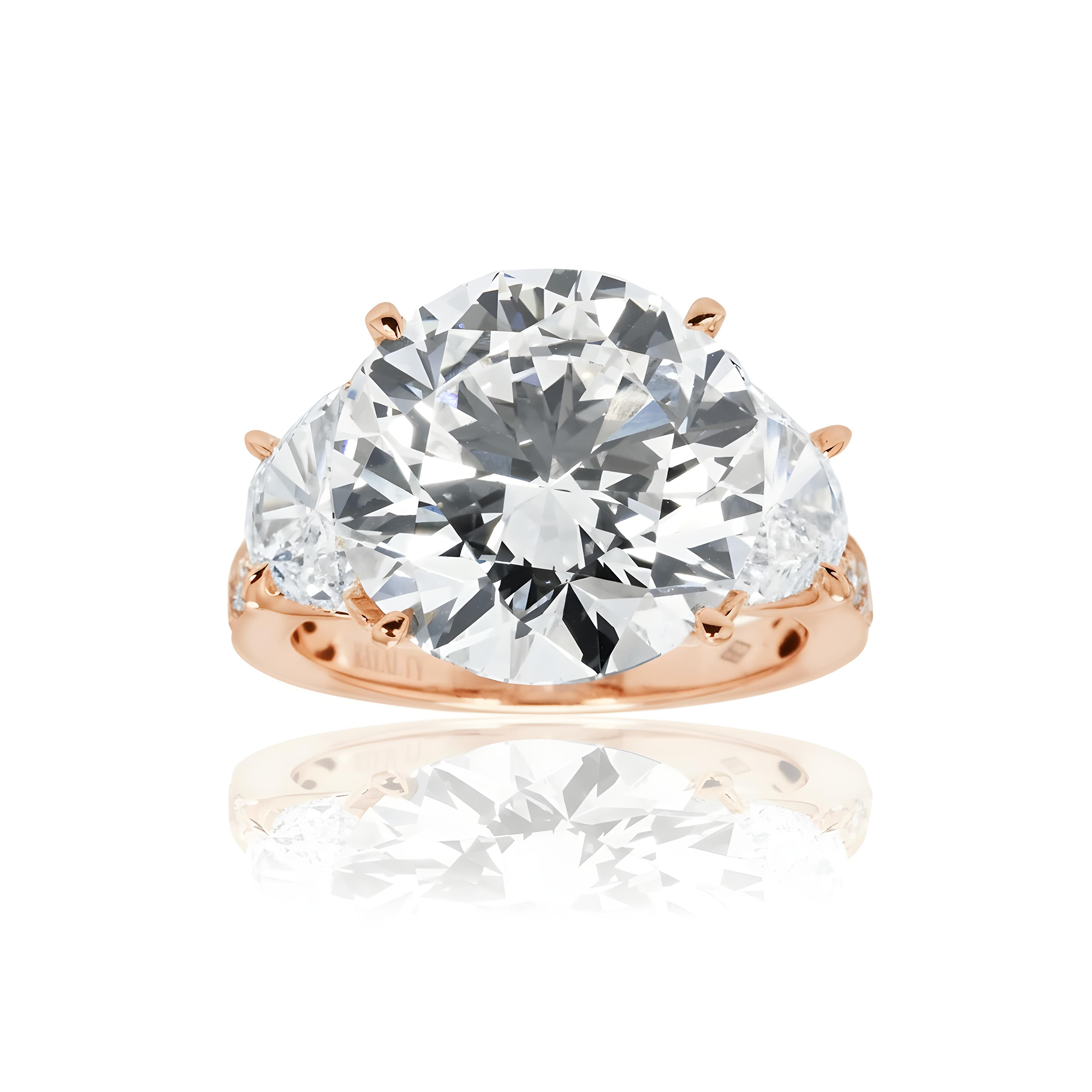 GIA 18K White Gold 10.21ct Round Triple Diamond Engagement Ring 11.10ctw