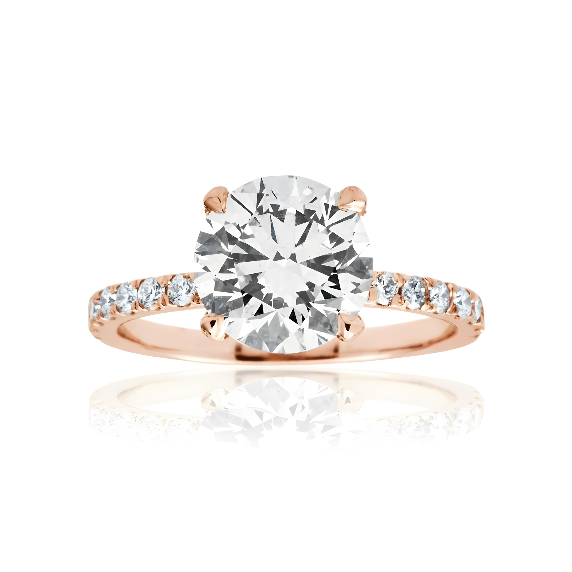 Platinum 2.18ct Round Diamond Engagement Ring 2.58ctw