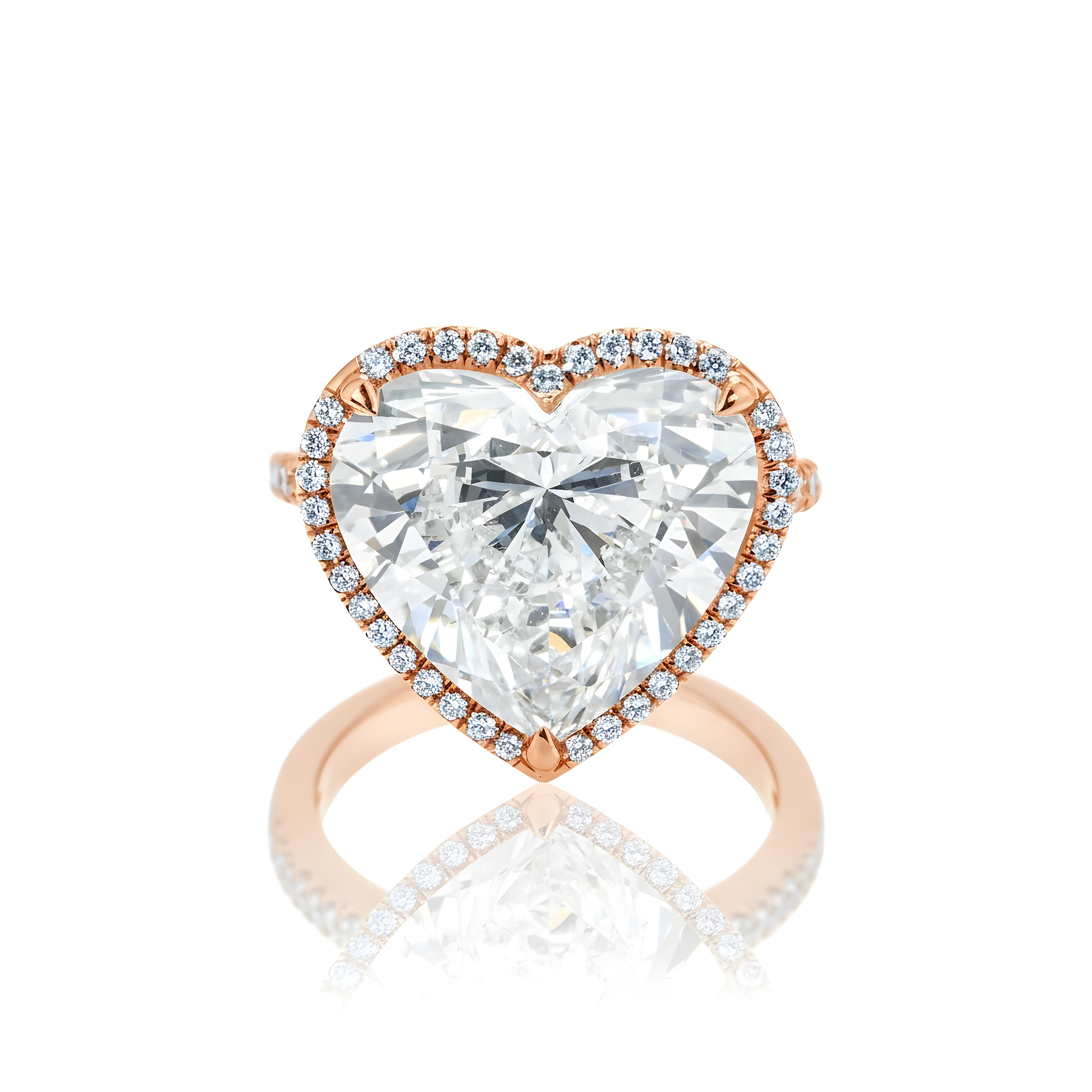 GIA Platinum 10.50ct Heart Cut Diamond Engagement Ring 11.40ctw