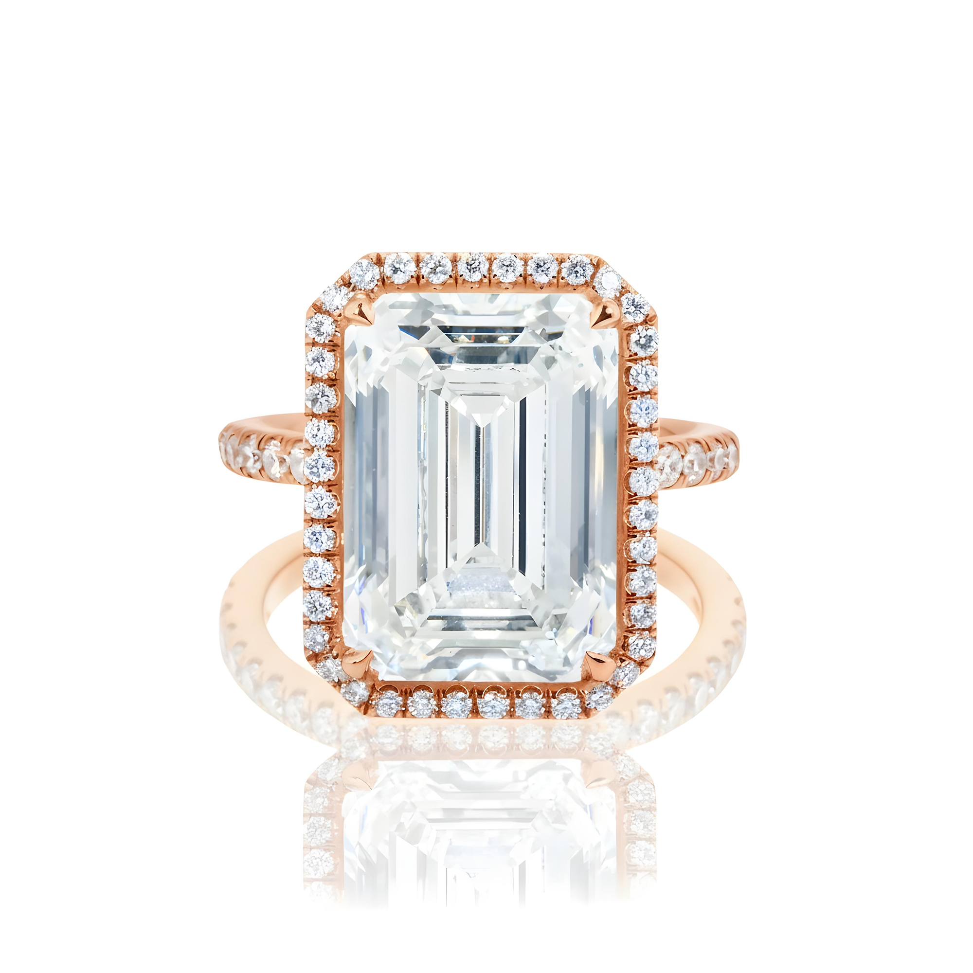 Platinum 10.17ct Emerald Cut Diamond Engagement Ring 11.07ctw