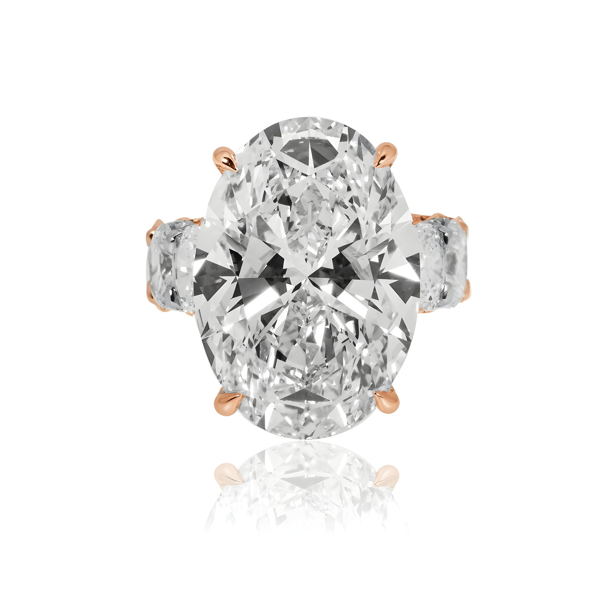 Platinum 22.10ct Oval Cut Diamond Engagement Ring 30.51ctw