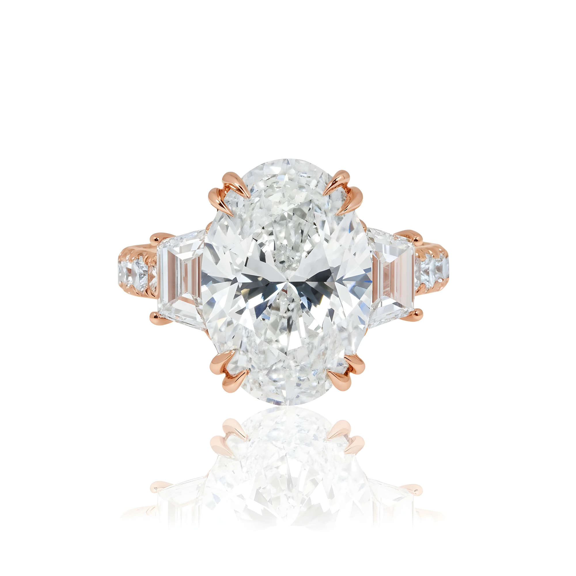 18K White Gold 7ct Oval Cut Diamond Engagement Ring 9.76ctw