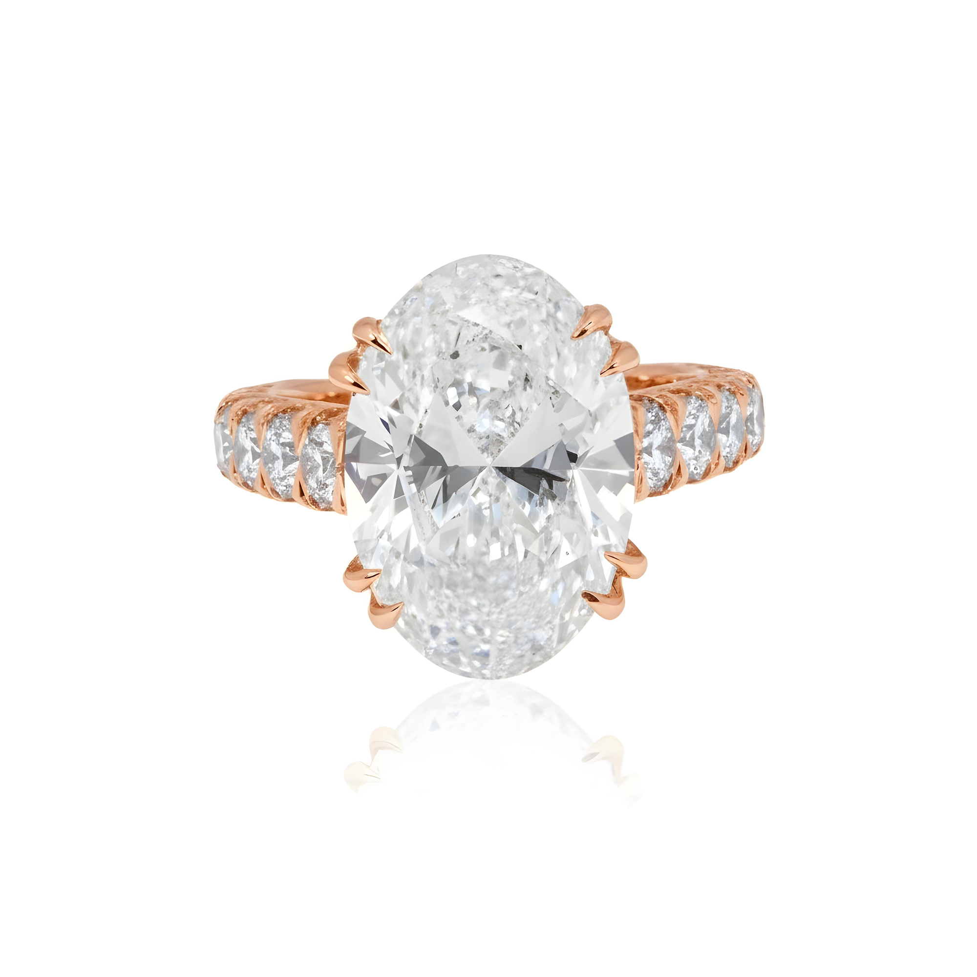18K White Gold 10.36ct Oval Cut Diamond Engagement Ring 13.06ctw