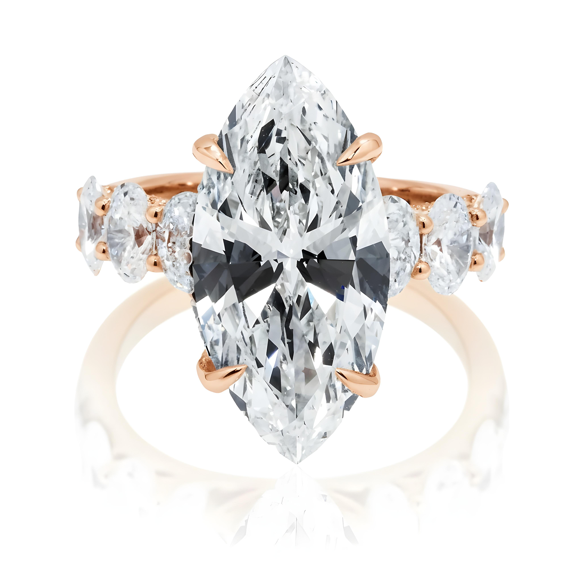 IGI 18K White Gold 8.03ct Marquise Cut Diamond Engagement Ring 10.78ctw