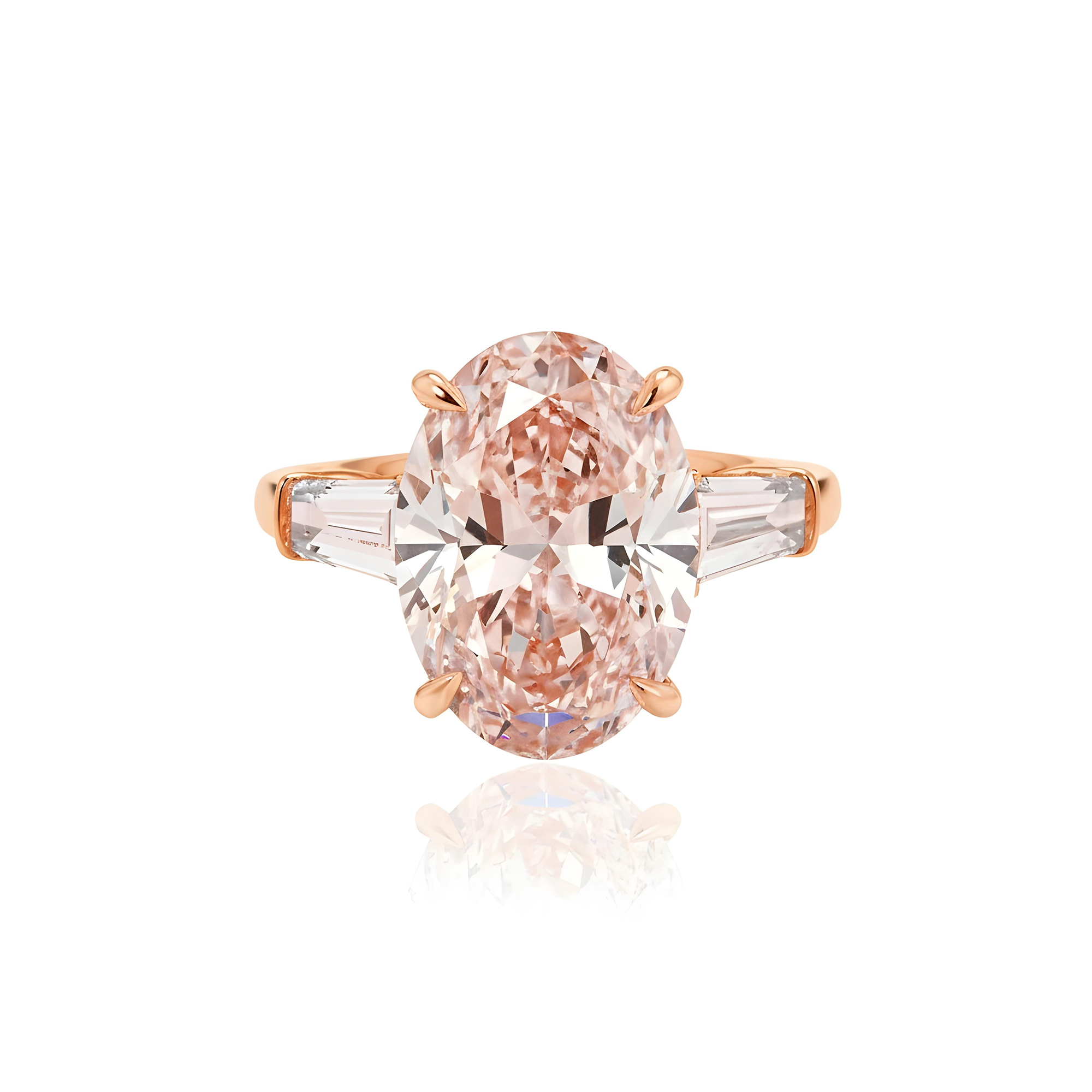 18K White Gold 10.33ct Oval Fancy Vivid Pink Diamond Ring 12.06ctw