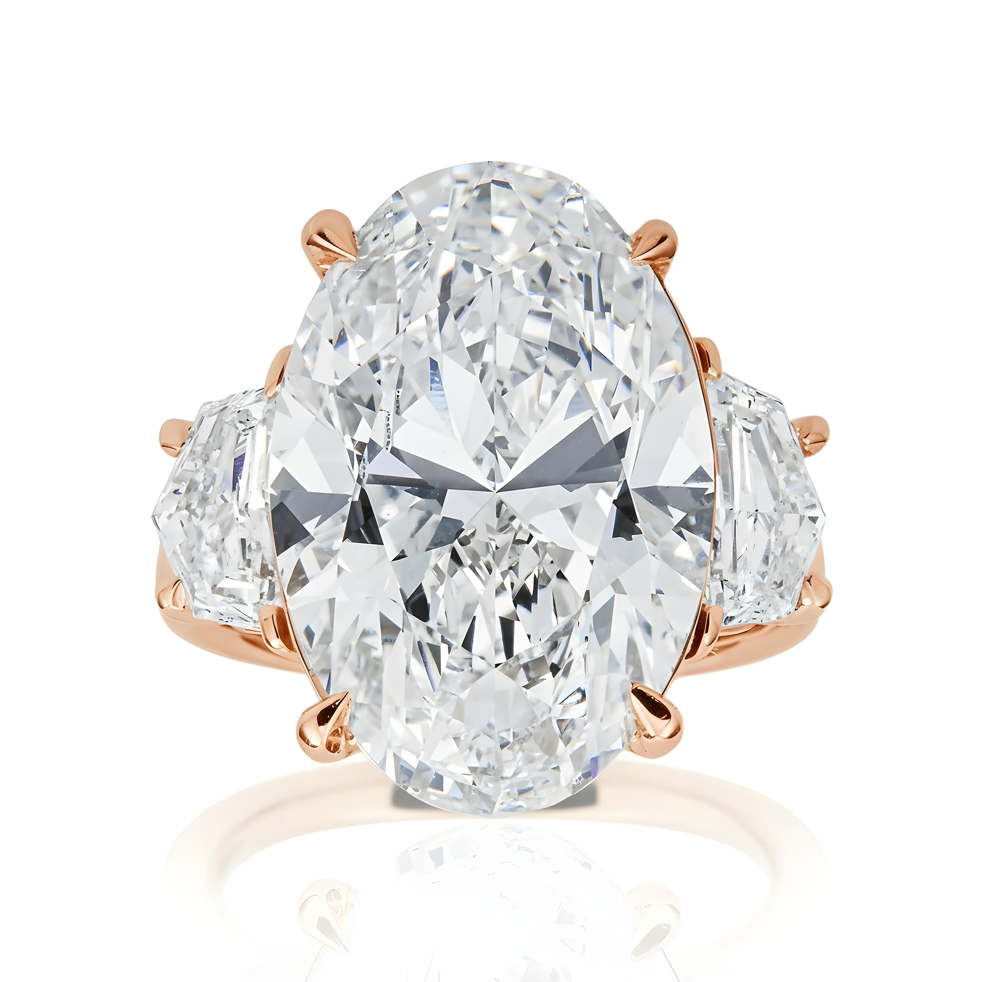 Platinum 15.25ct Oval Cut Diamond Engagement Ring 17.14ctw