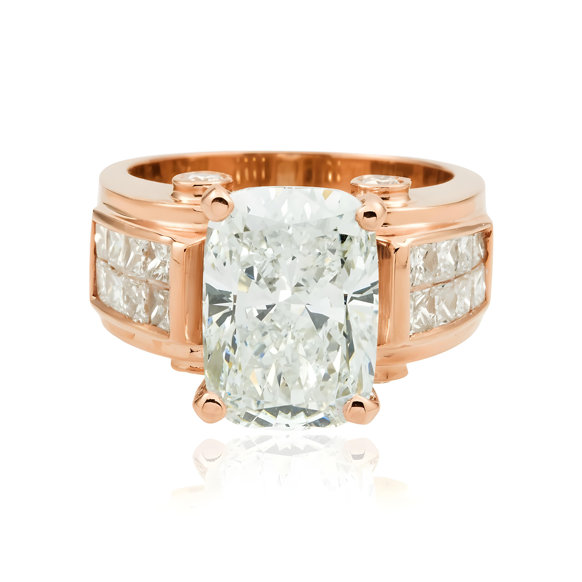 18K Yellow Gold 6.43ct Radiant Diamond Engagement Ring 8.80ctw