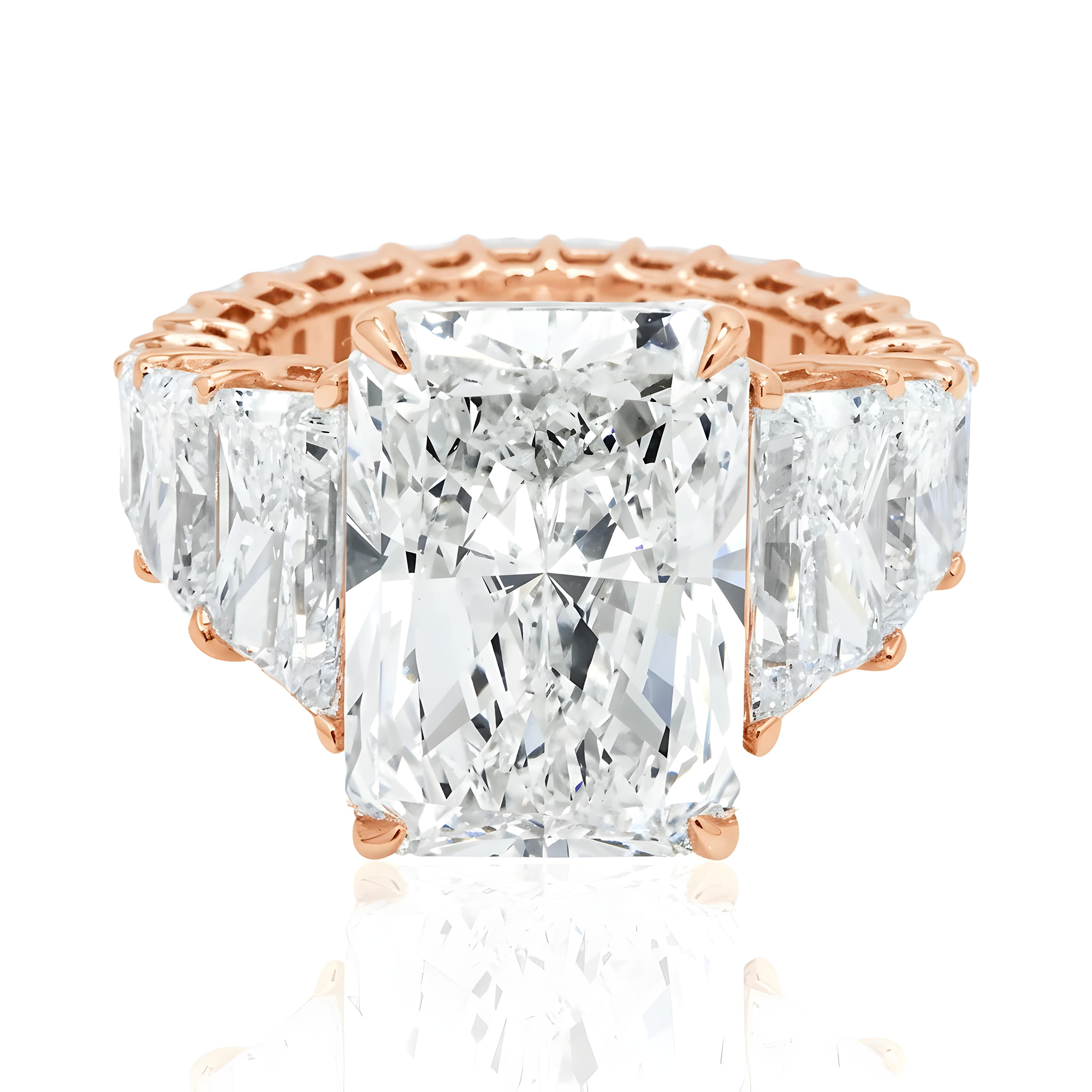 14K White 10.03ct Radiant Diamond Engagement Ring 17.42ctw