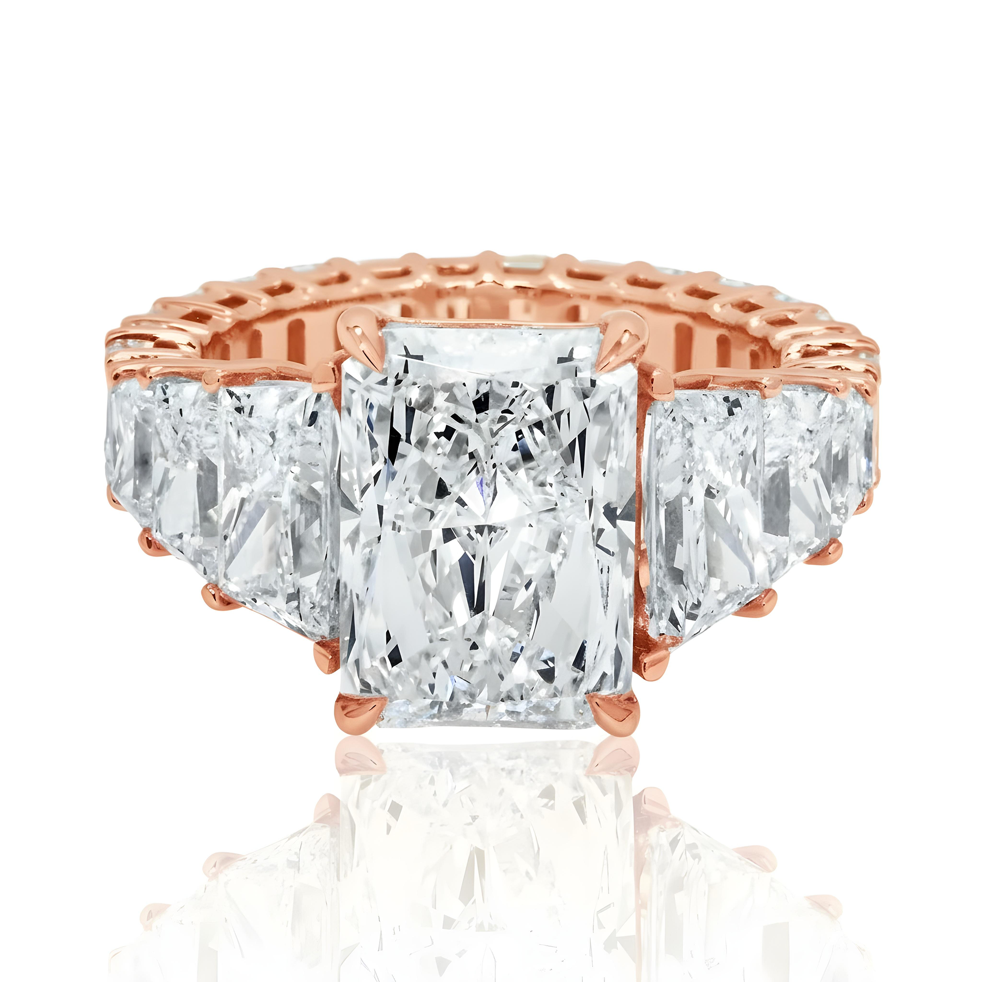 14K White Gold 5.01ct Radiant Cut Diamond Engagement Ring 9.96ctw