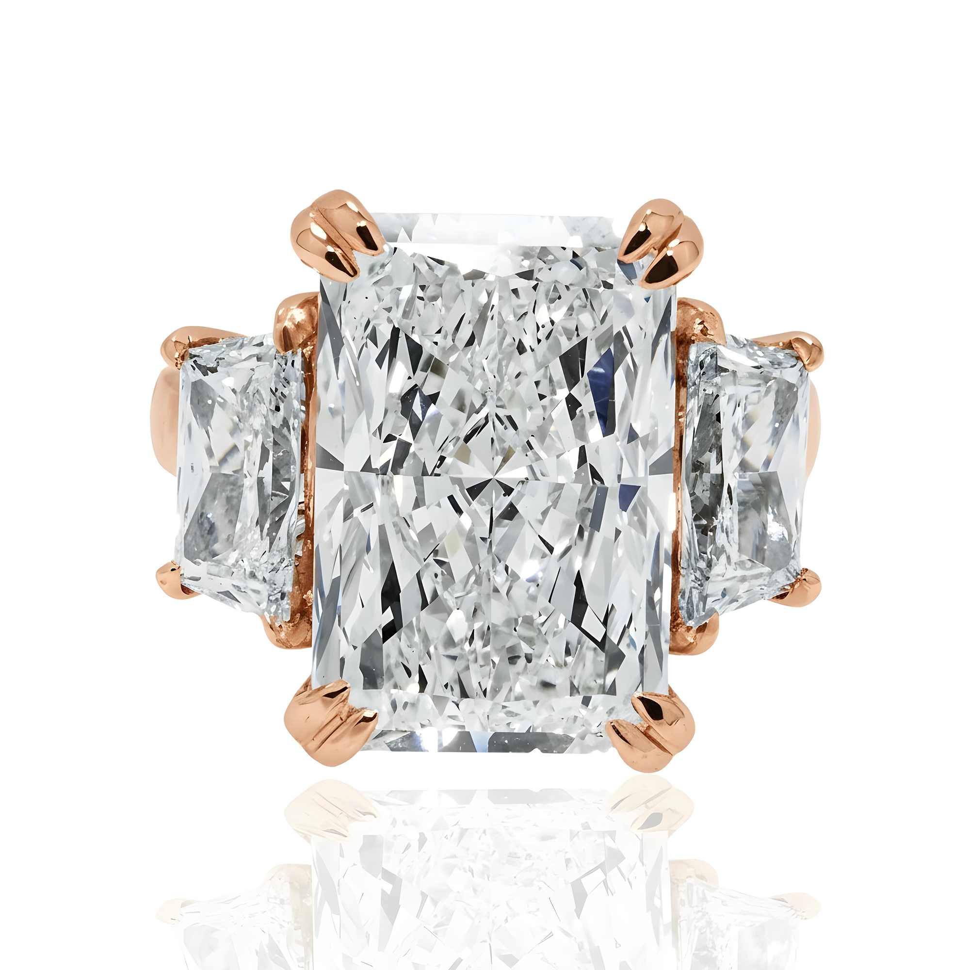 Platinum 11.24ct Radiant Diamond Engagement Ring 13.44ctw