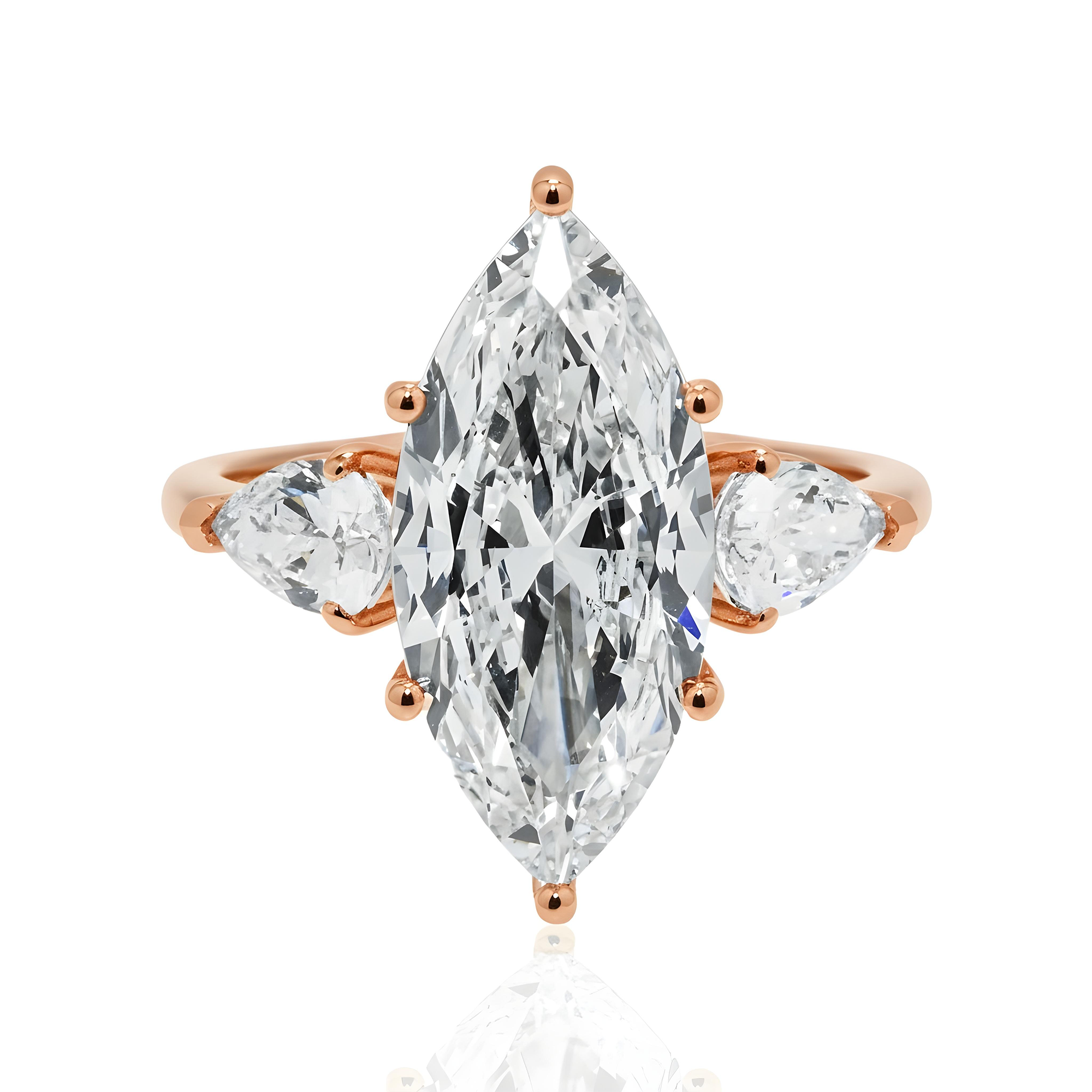 Platinum 10.17ct Marquise & Pear Triple Diamond Engagement Ring 12.25ctw