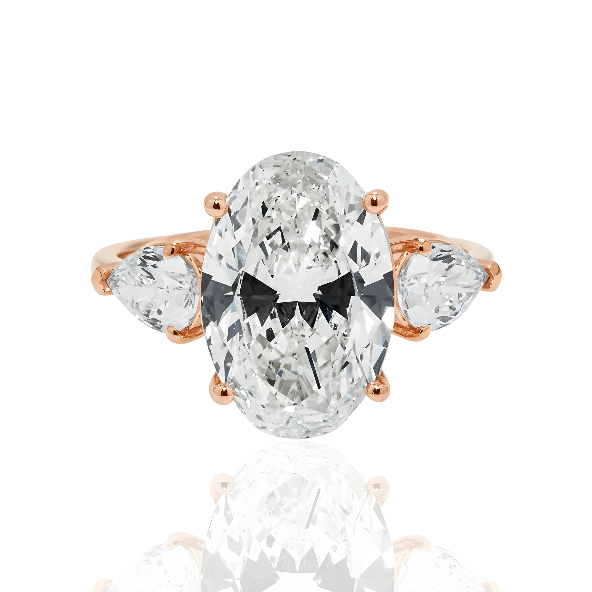 Platinum 10.02ct Oval Cut Triple Diamond Engagement Ring 12.07ctw