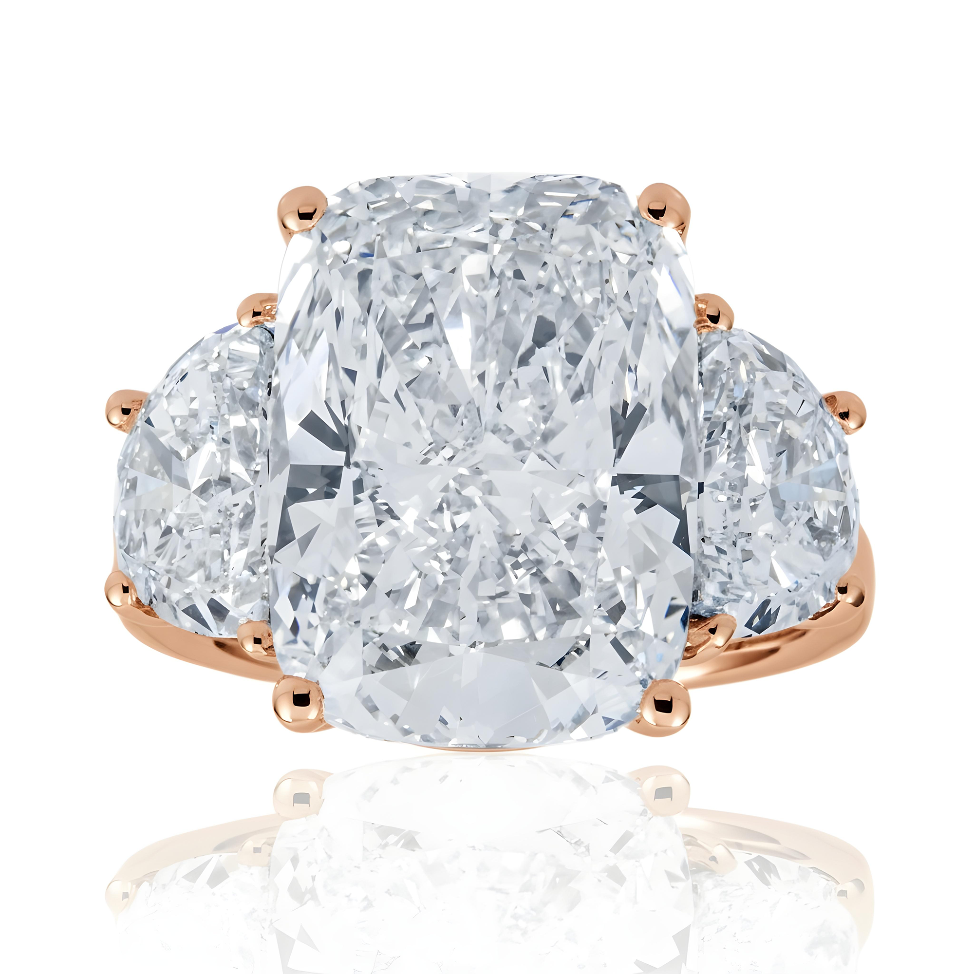 Platinum Triple Radiant Cut Diamond Engagement Ring 12.45ctw