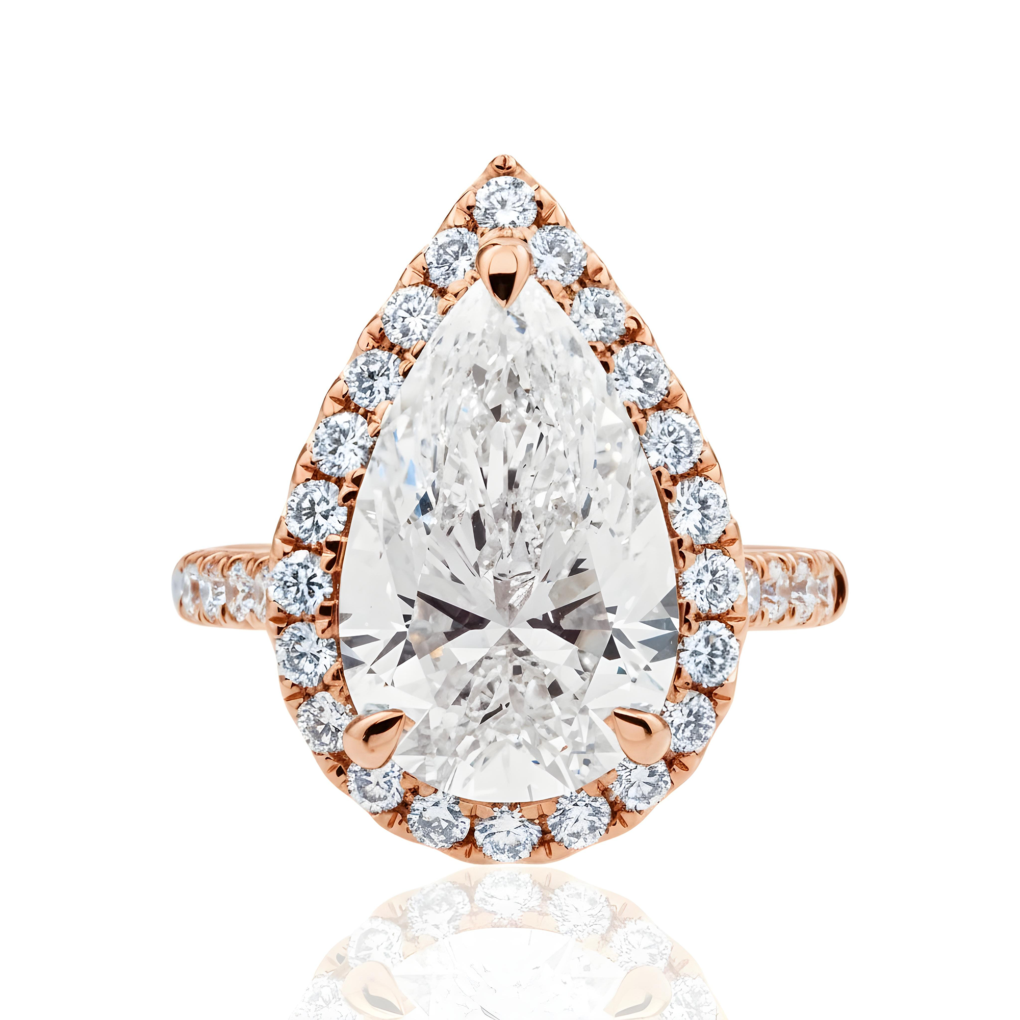 18K White Gold 5.50ct Pear Cut Diamond Engagement Ring 6.39ctw