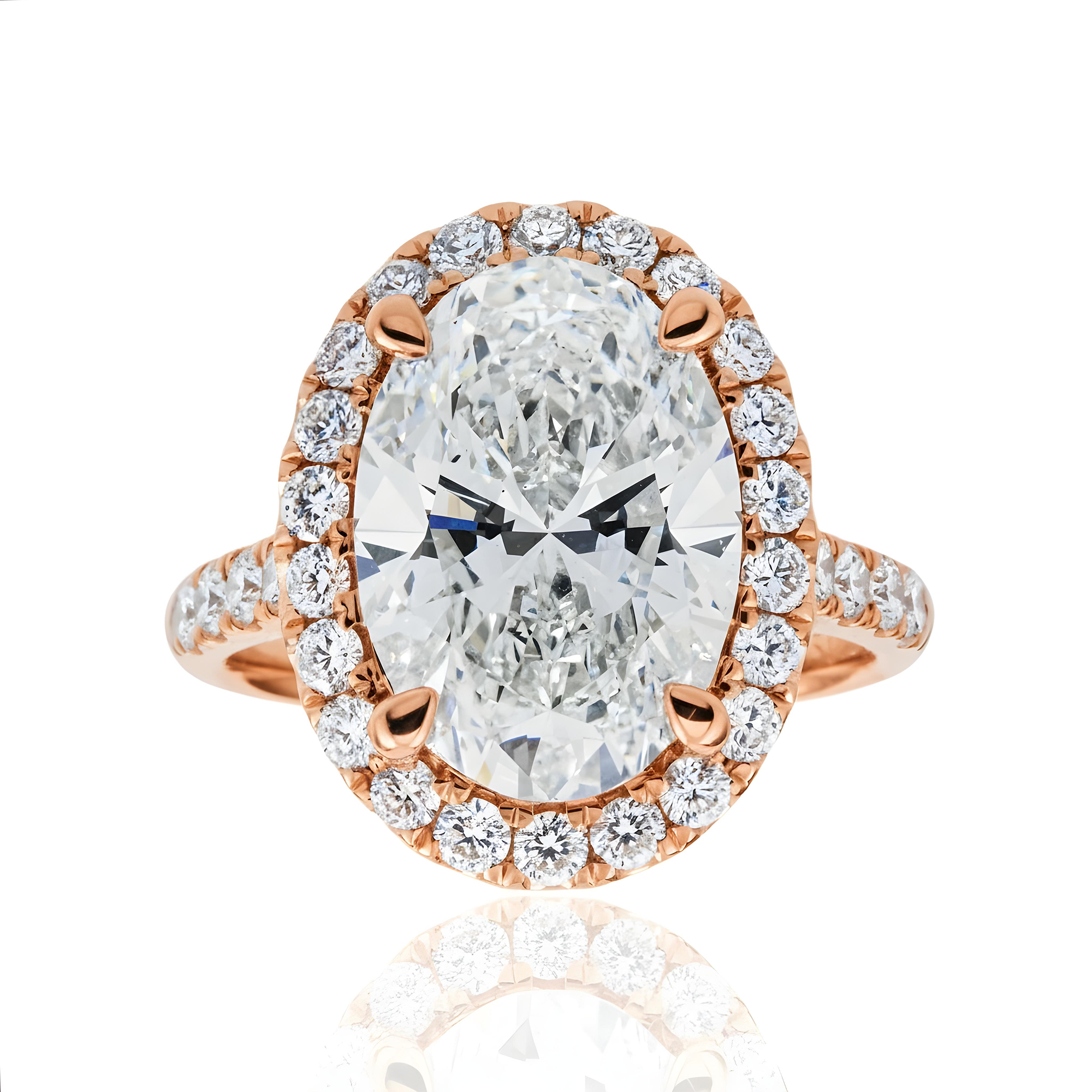 18K White Gold 5.07ct Oval Cut Diamond Engagement Ring 5.97ctw