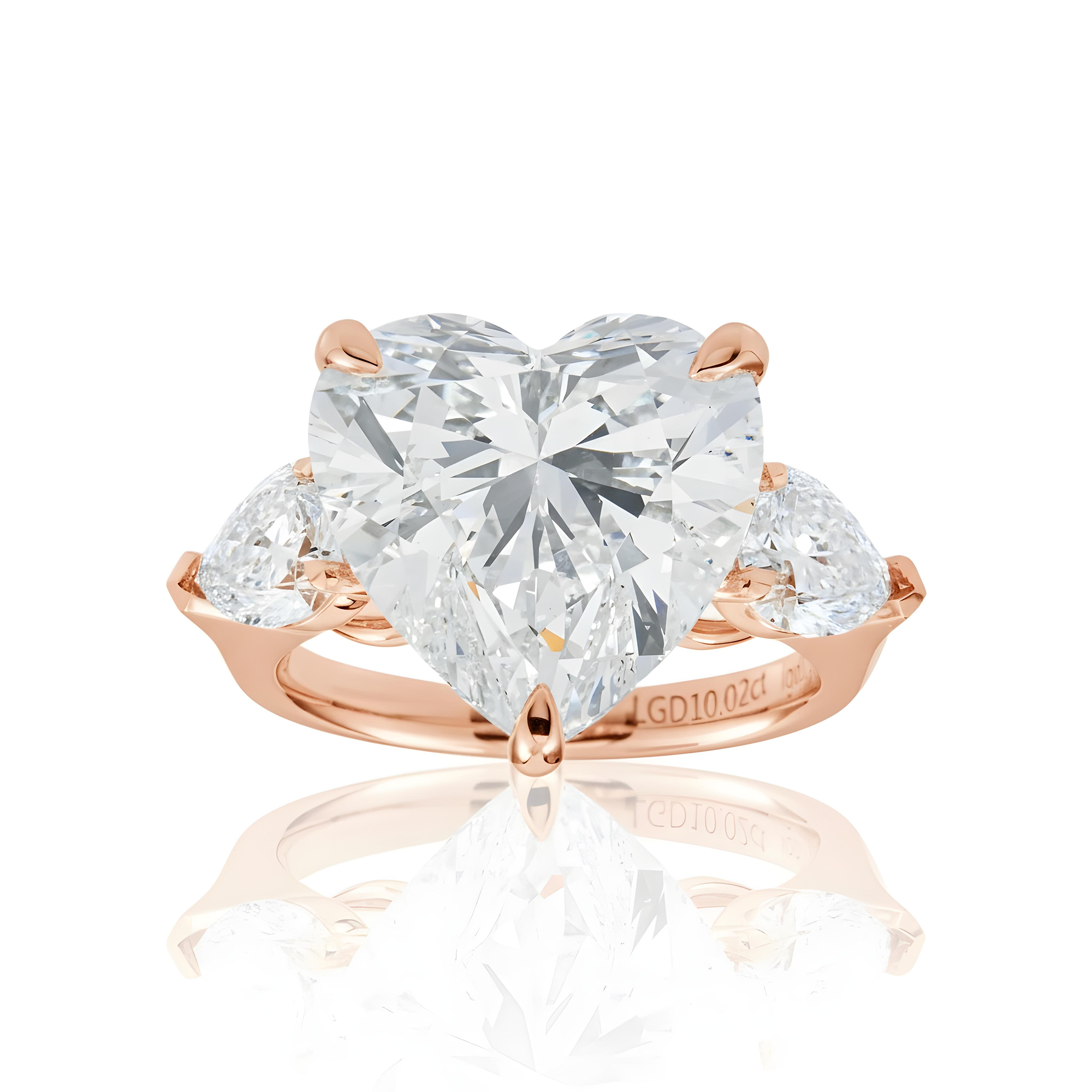 18K White Gold 10.02ct Heart Cut Diamond Engagement Ring 11.69ctw