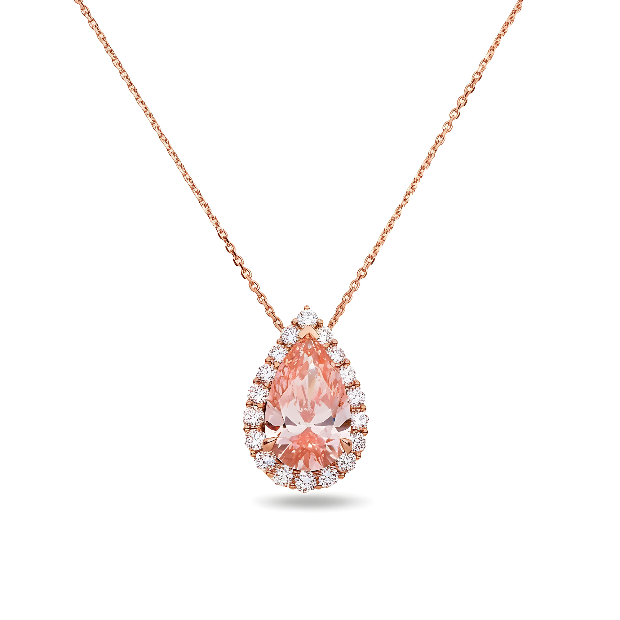IGI 18K White Gold Pear Cut Fancy Vivid Pink Diamond Pendant & Chain Necklace 6.13ct