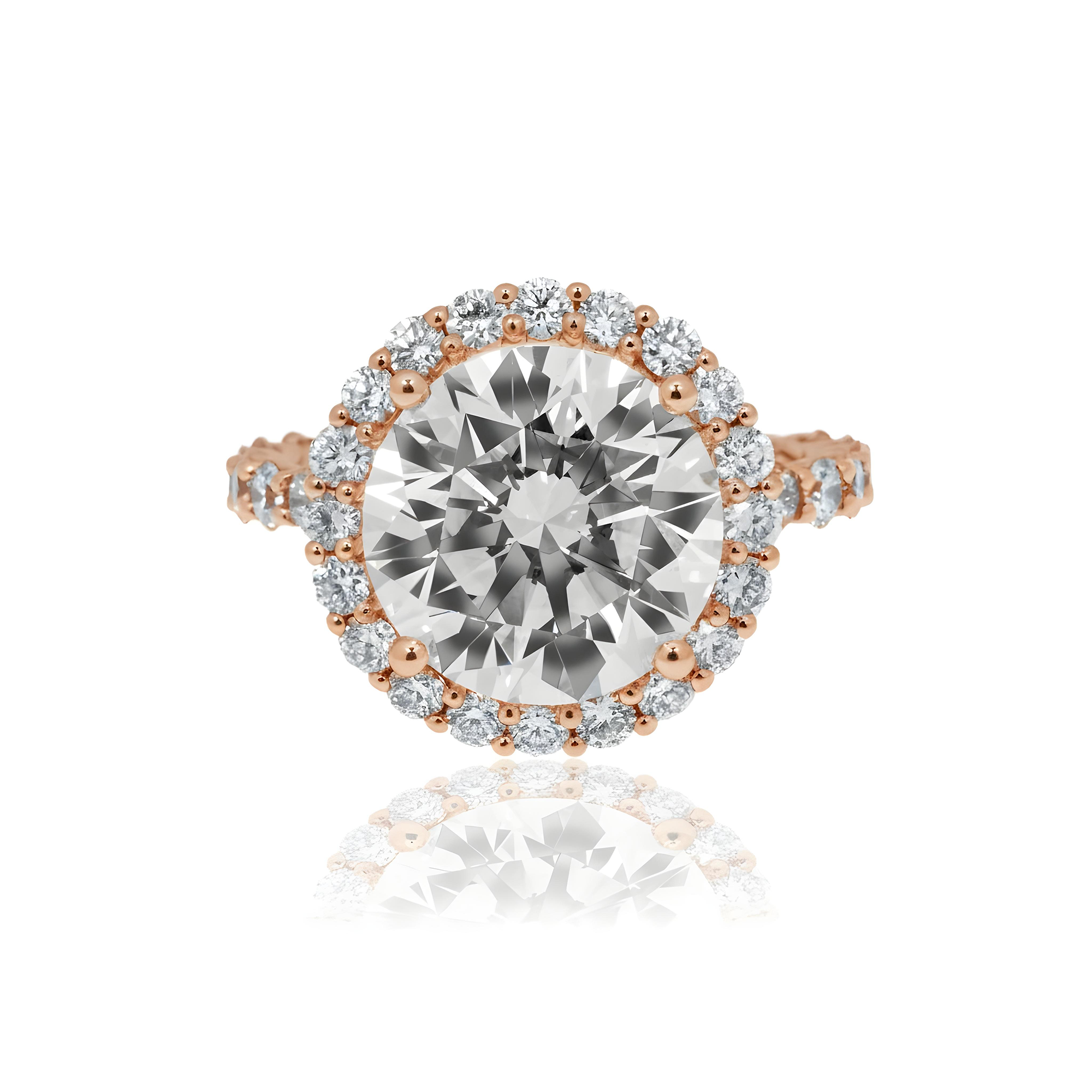 18K White Gold 5.11ct Round Cut Diamond Engagement Ring 6.67ctw