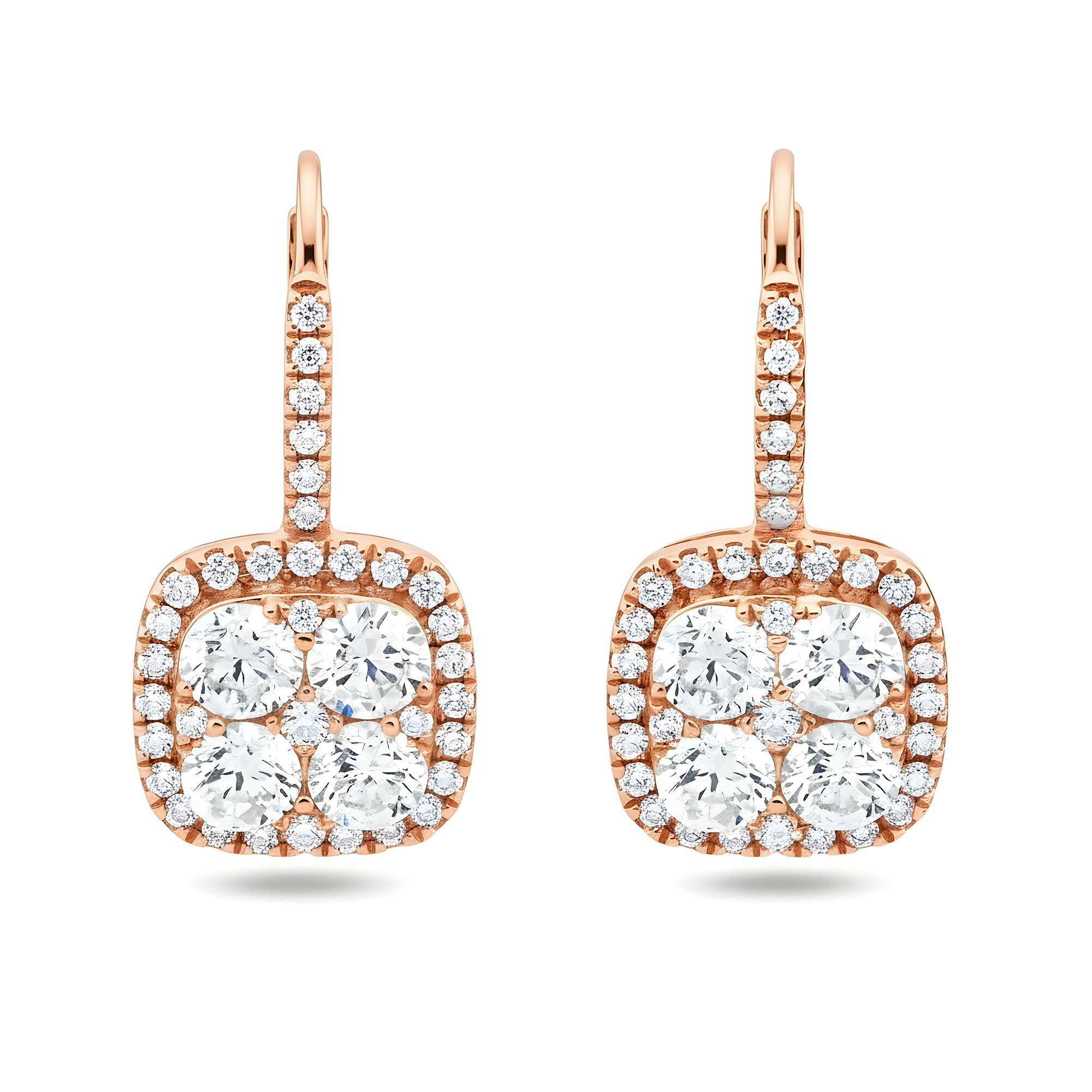 18K White Gold Round Diamond Drop Earrings 1.76ctw