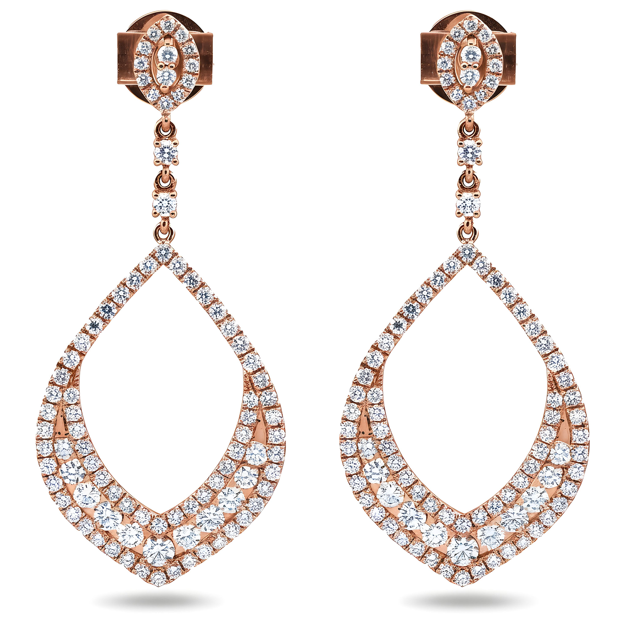 18K White Gold Round Diamond Open Drop Earrings 4.60ctw
