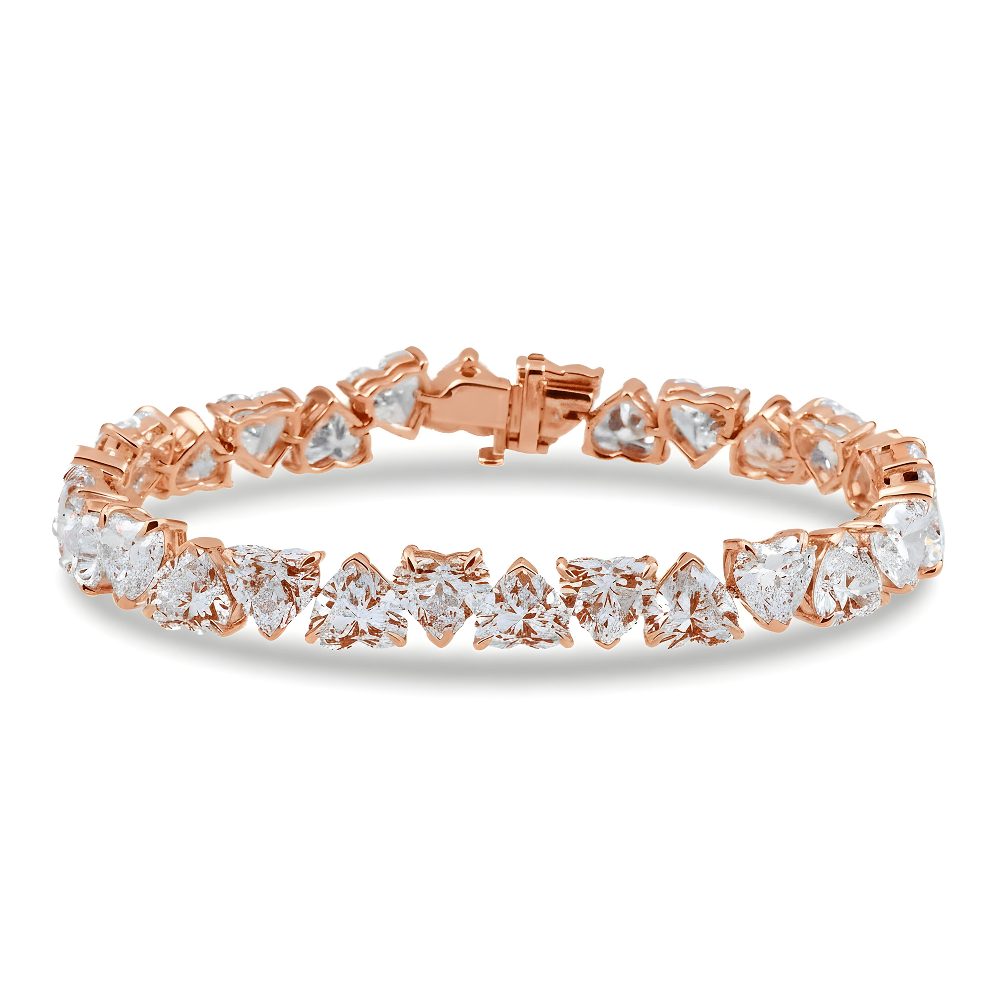 14K White Gold Heart Diamond Bracelet 28.72ct