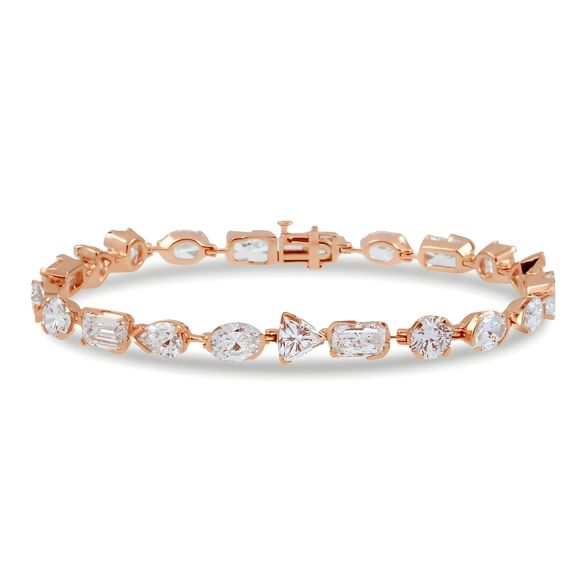 14K White Gold Multi Cut Diamond Satellite Bracelet 17.04ct