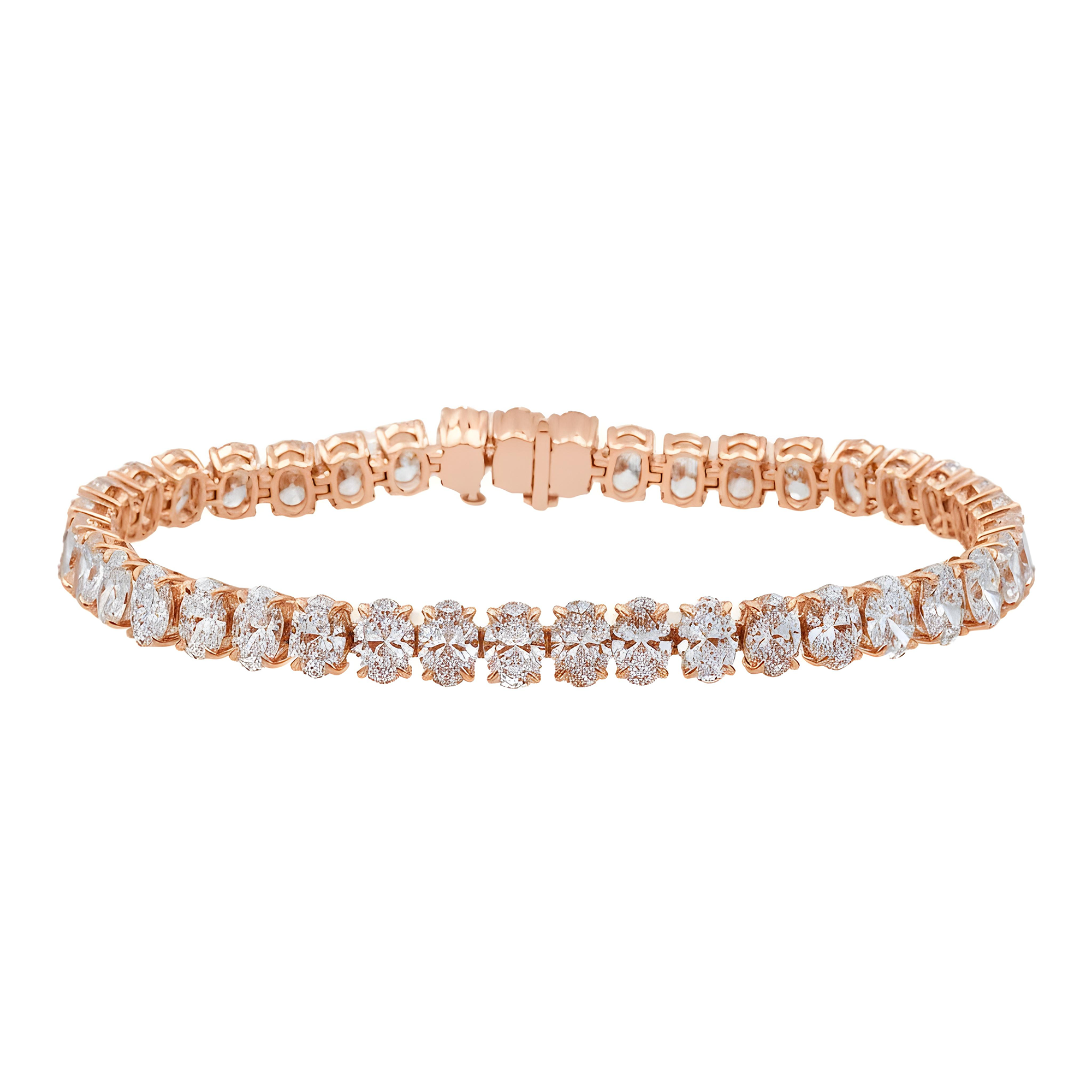 14K White Gold Oval Cut Diamond Tennis Bracelet 17.94ct