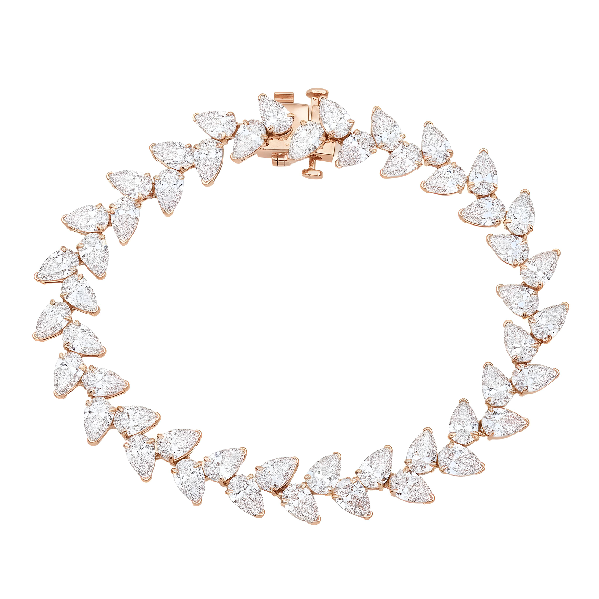 14K White Gold Pear Cut Diamond Bracelet 17.38ct