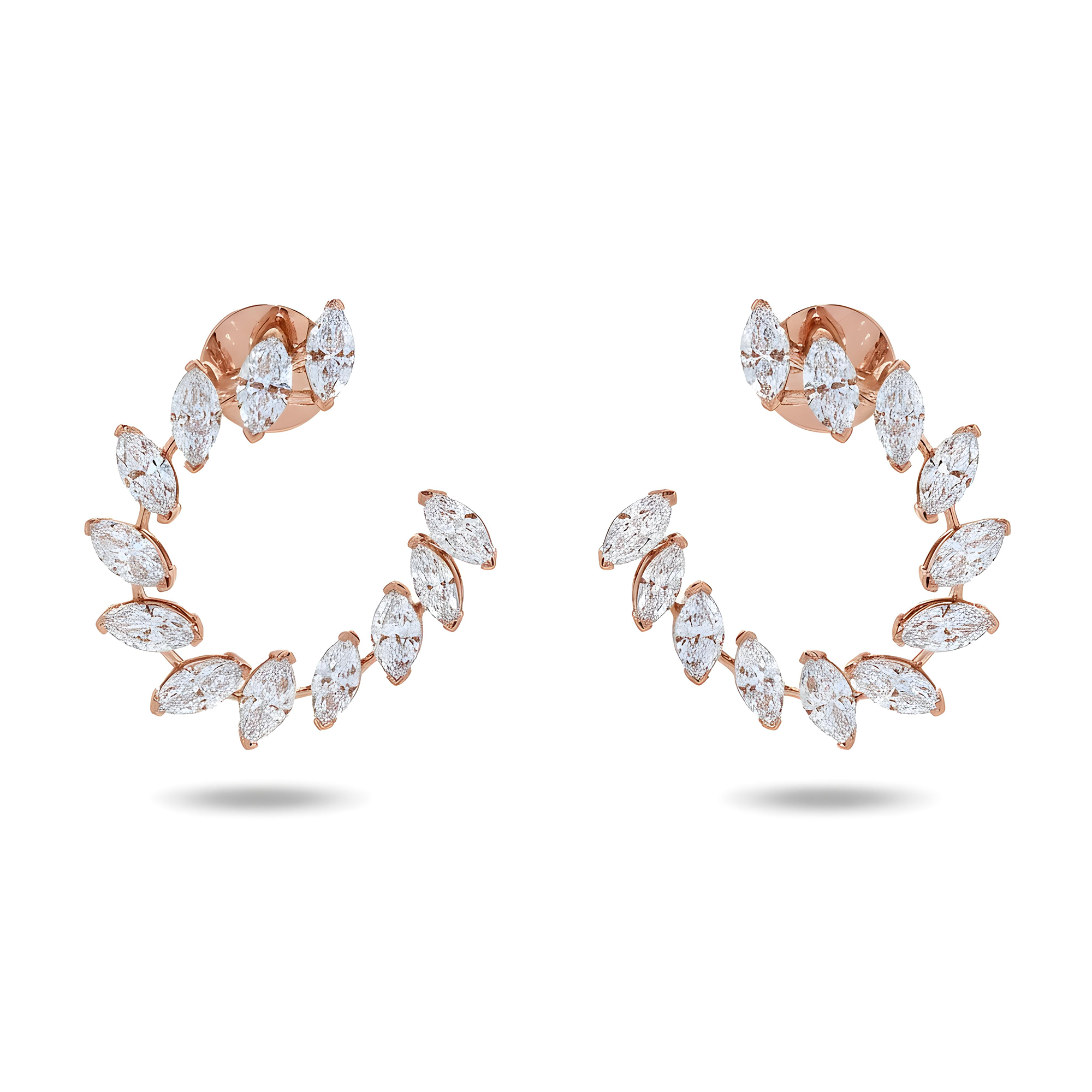 14K White Gold Marquise Cut Diamond Open Hoop Earrings 5.92ctw