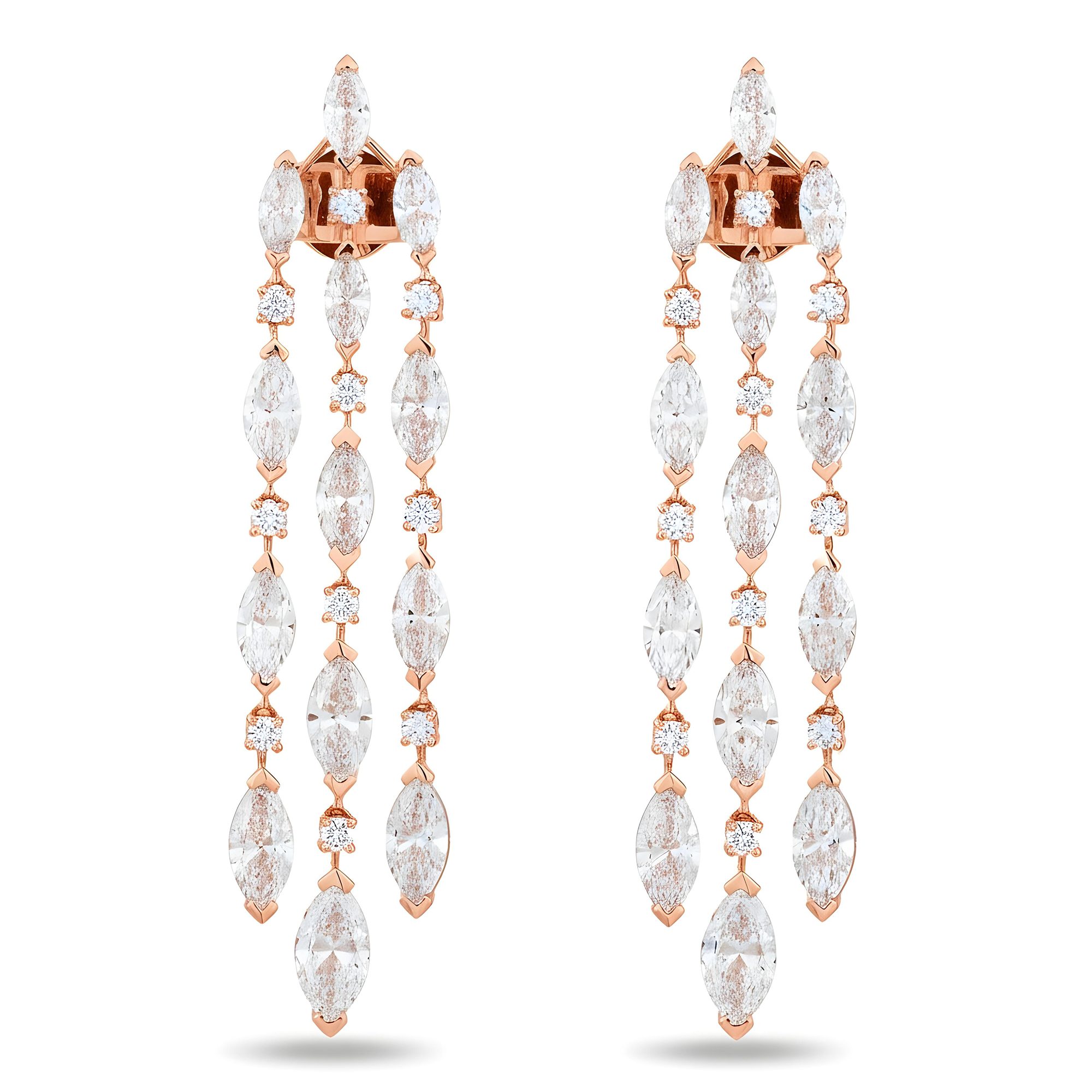 14K White Gold Marquise Cut Diamond Drop Earrings 12.75ctw