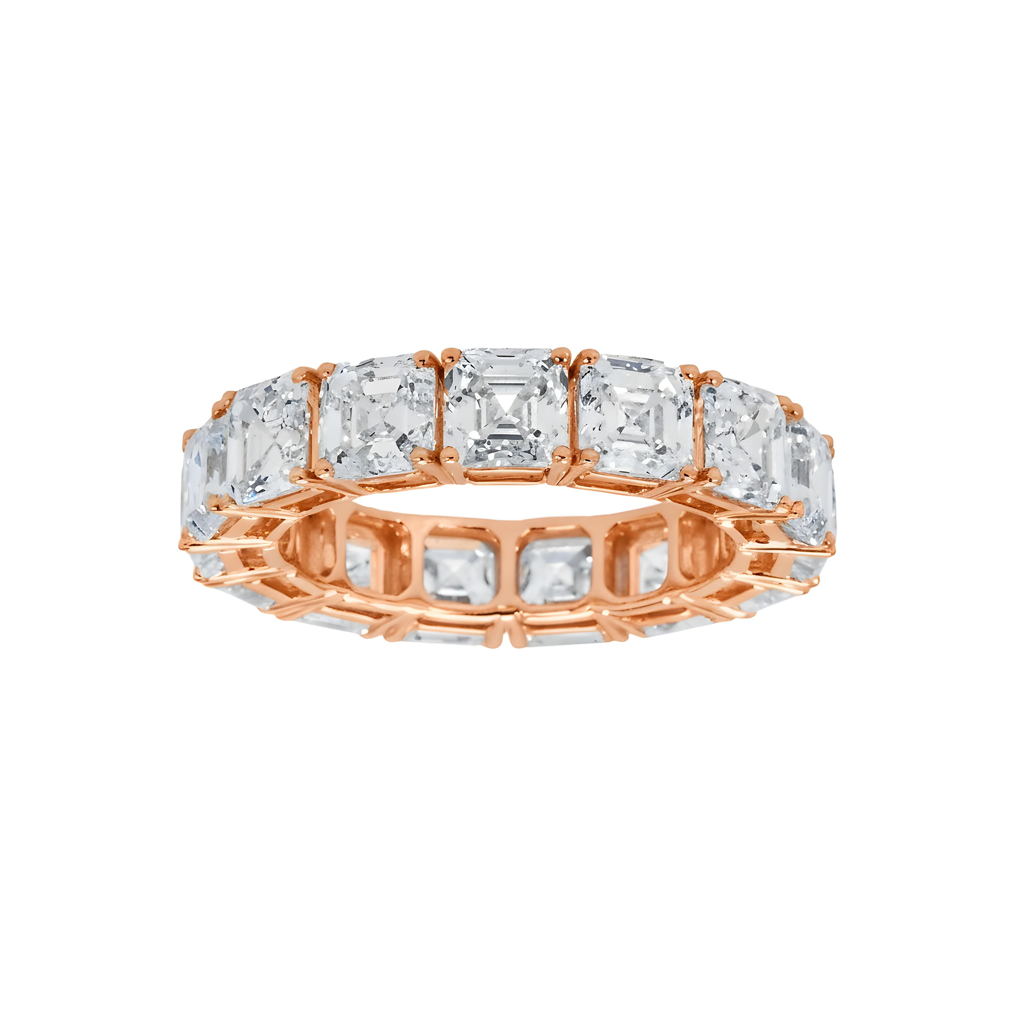 14K White Gold Asscher Cut Diamond Eternity Ring 8.08ct (size 6.25)