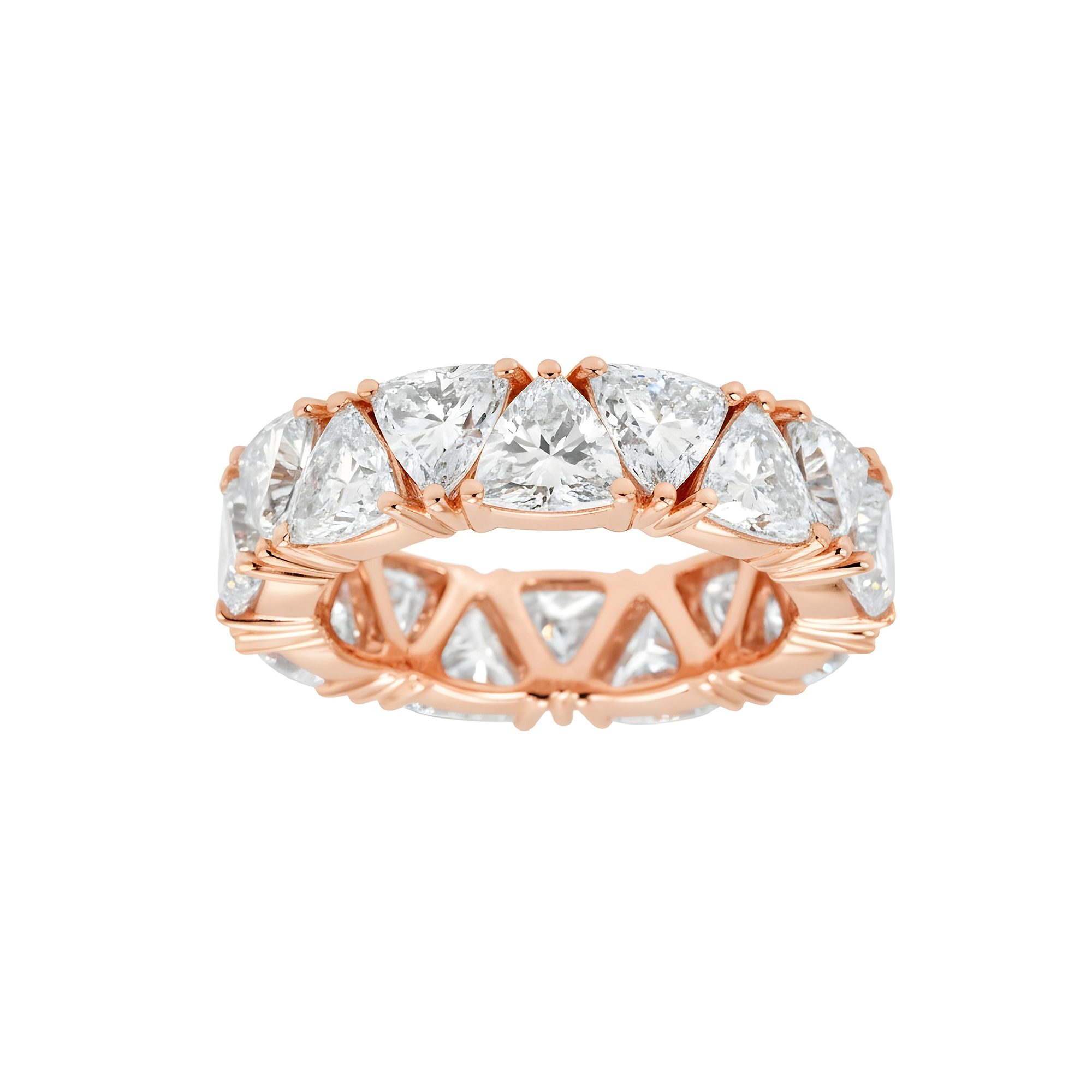 14K White Gold Trillion Cut Diamond Eternity Ring 7.89ct (size 6.25)