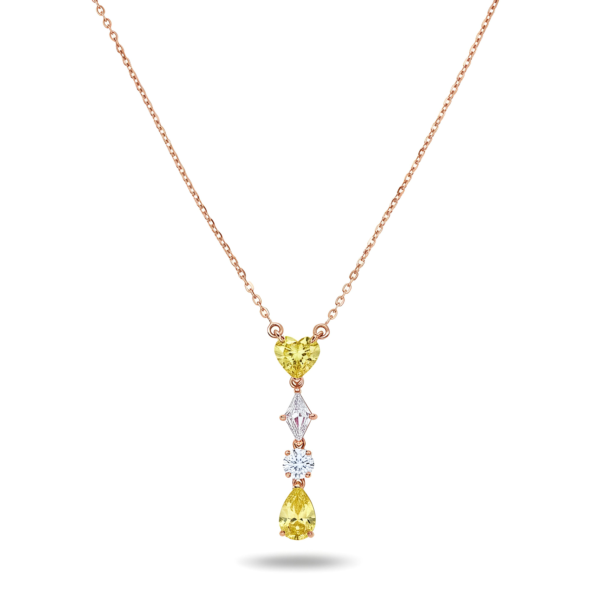 14K White Gold Fancy Yellow & White Diamond Drop Necklace 2.61ct
