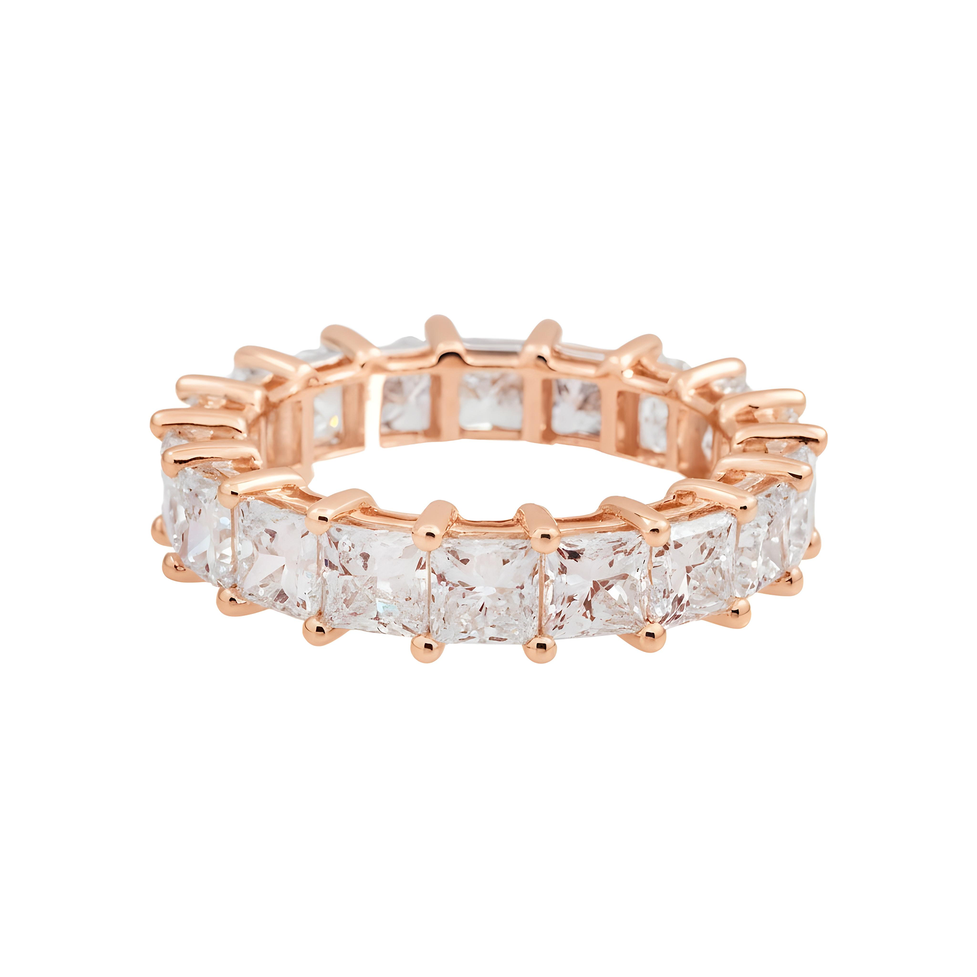 14K White Gold Princess Cut Diamond Eternity Ring 5.77ct (Size 6)