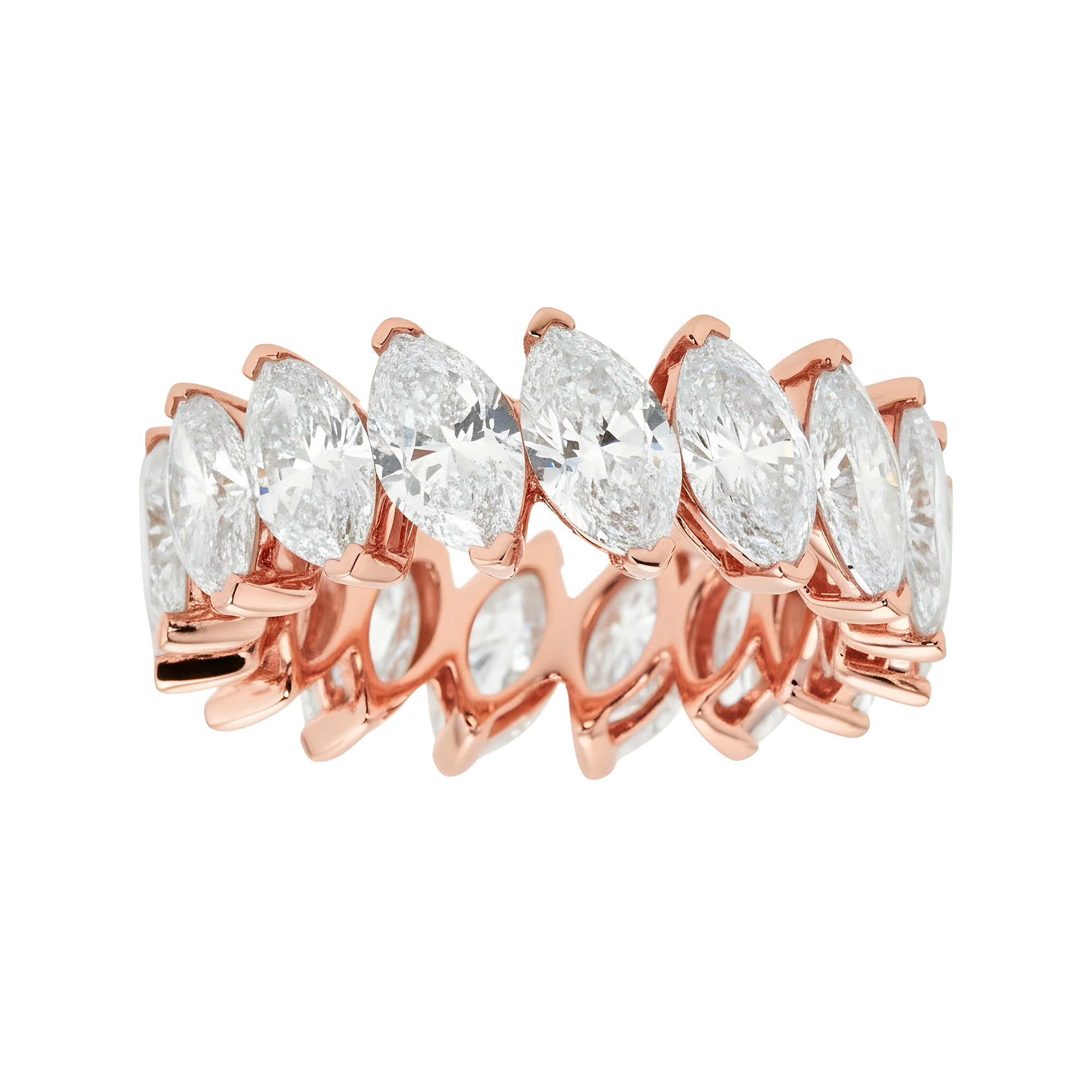 14K White Gold Marquise Cut Diamond Eternity Ring 8.21ct (size 6.75)