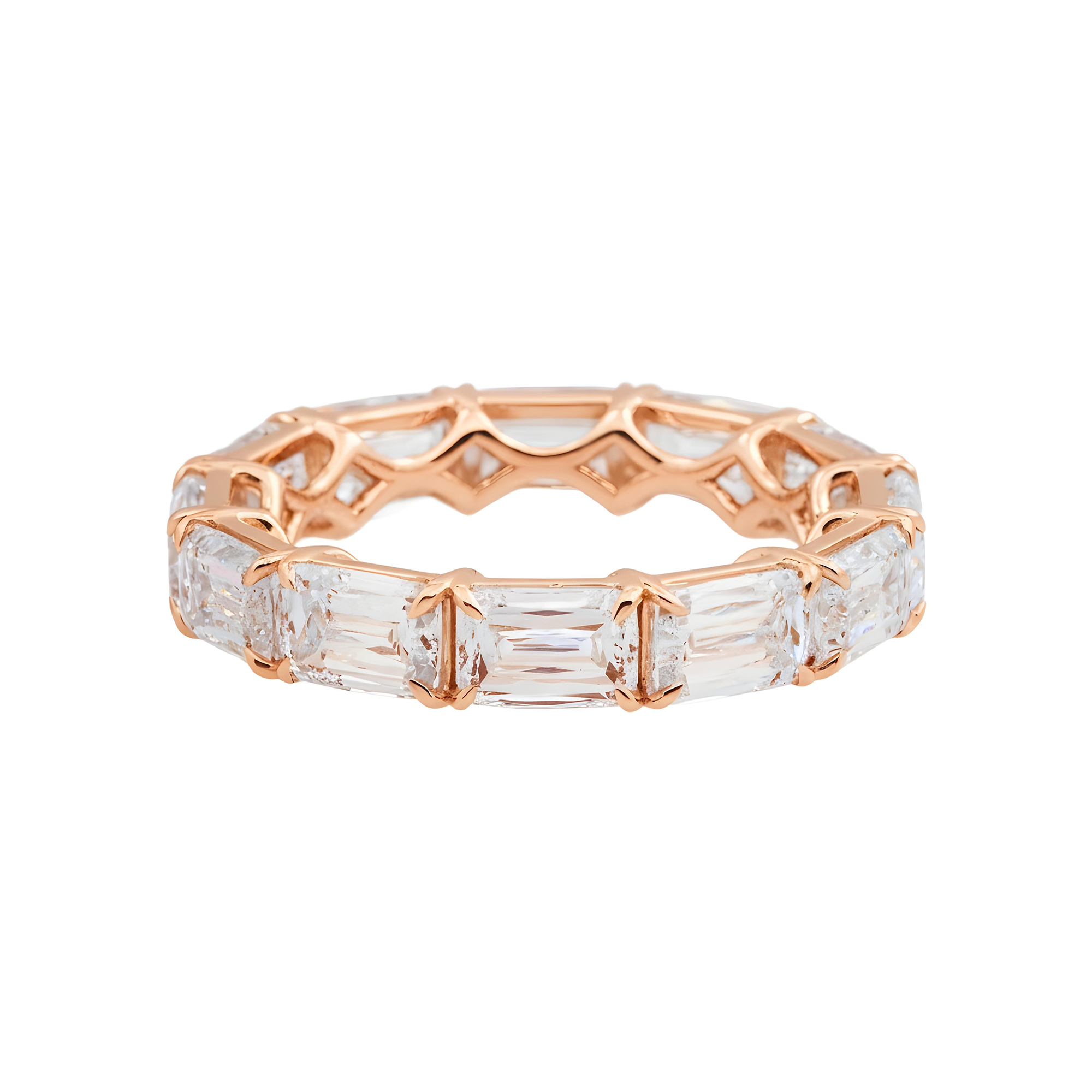 14K White Gold Radiant Cut Diamond Eternity Ring 6.43ct (Size 6.5)