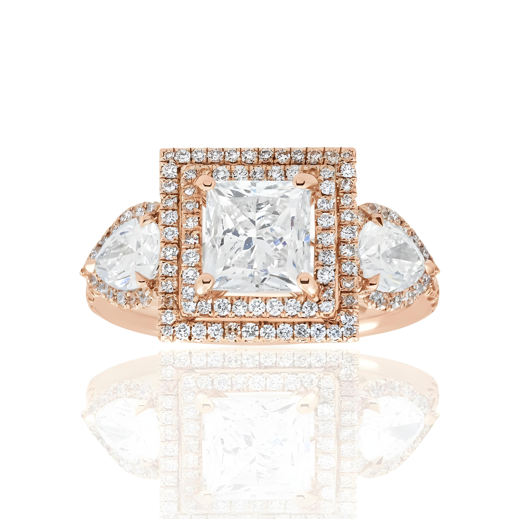 18K White Gold 1.50ct Princess Diamond Engagement Ring 3.45ctw