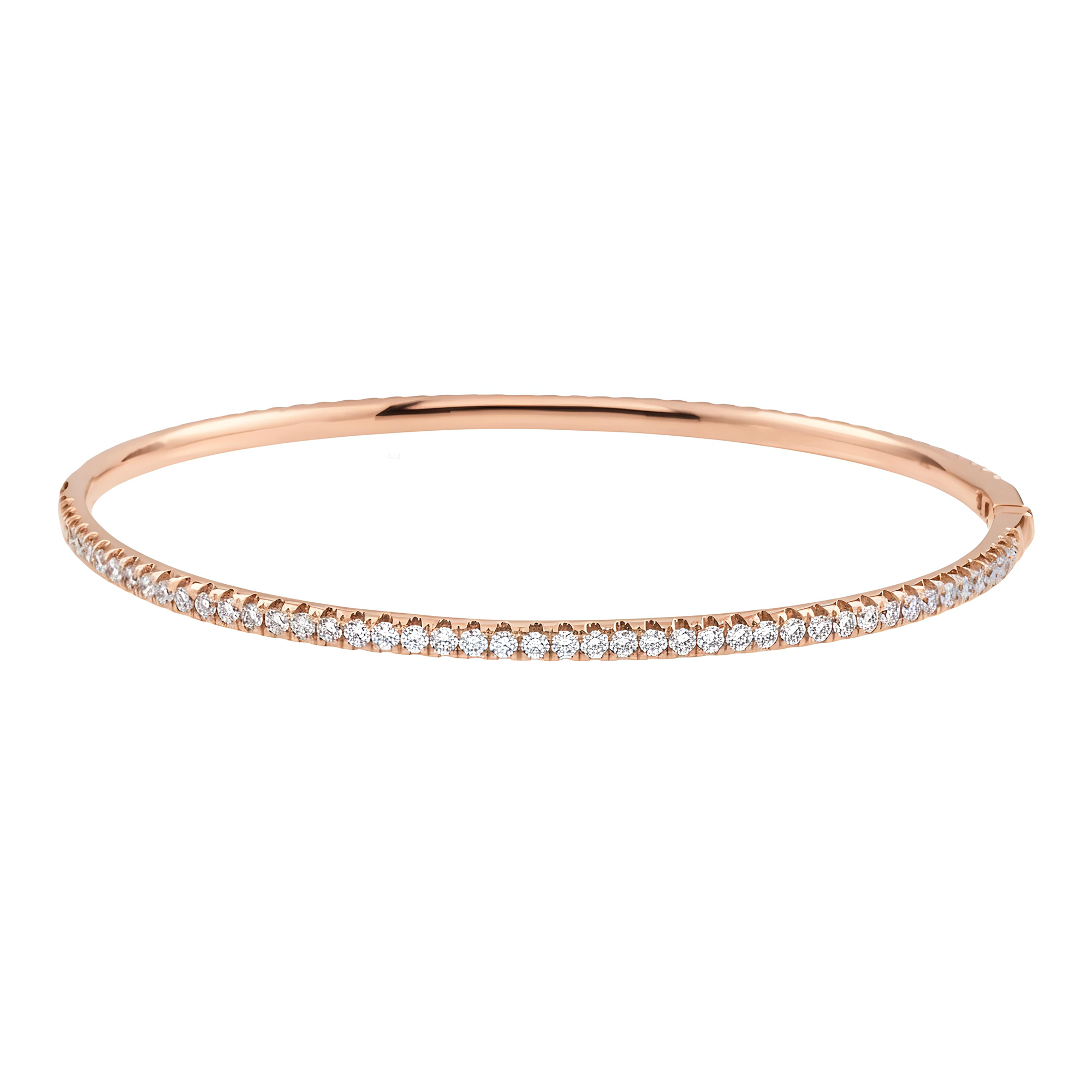 14K White Gold Round Diamond Bangle Bracelet 2.15ct