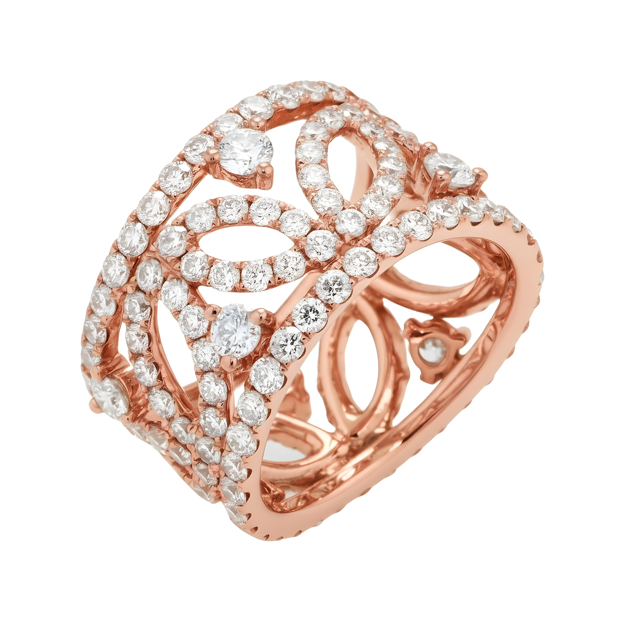 18K White Gold Petal Row Diamond Eternity Ring 4.47ct