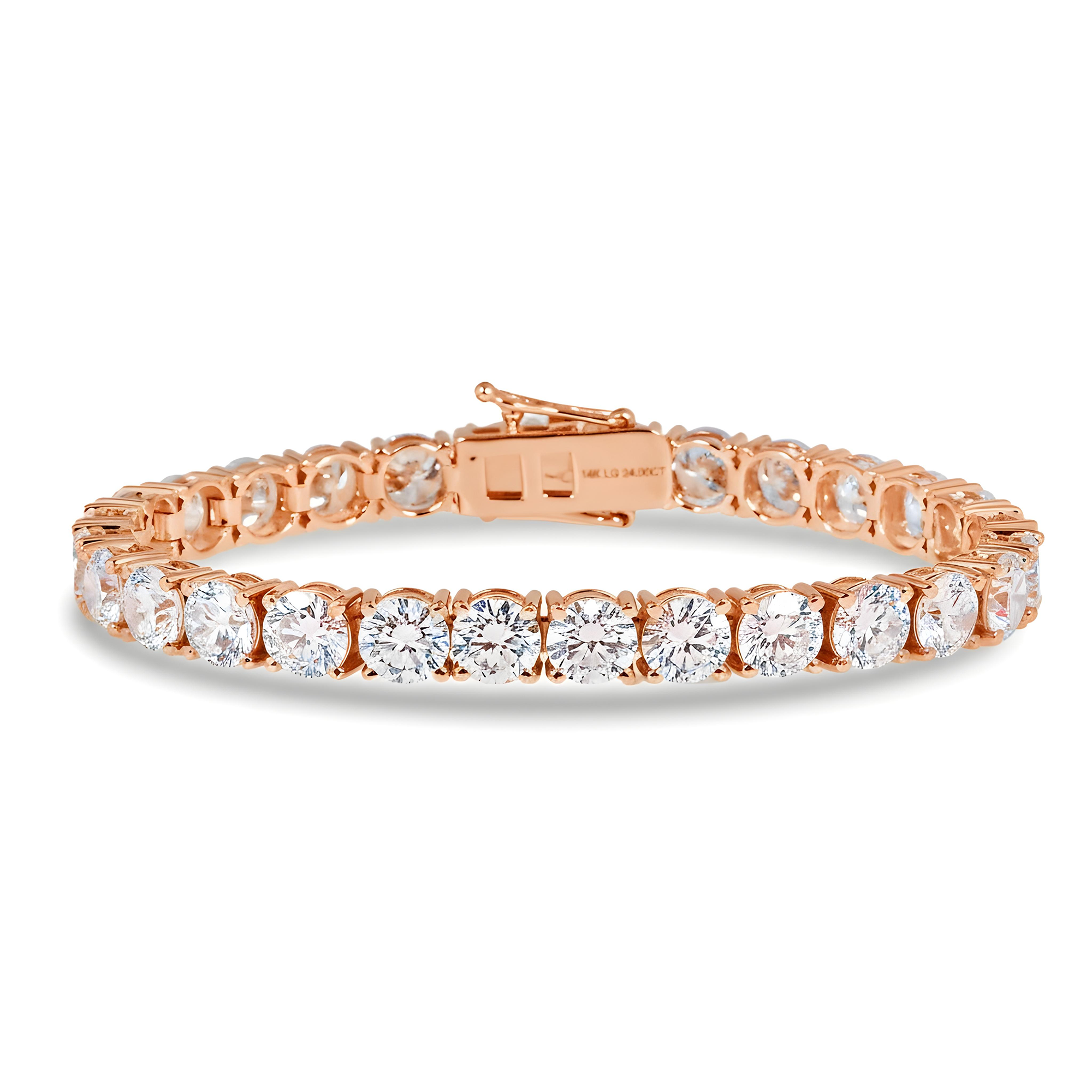 14K White Gold Round Diamond Tennis Bracelet 24.0ct